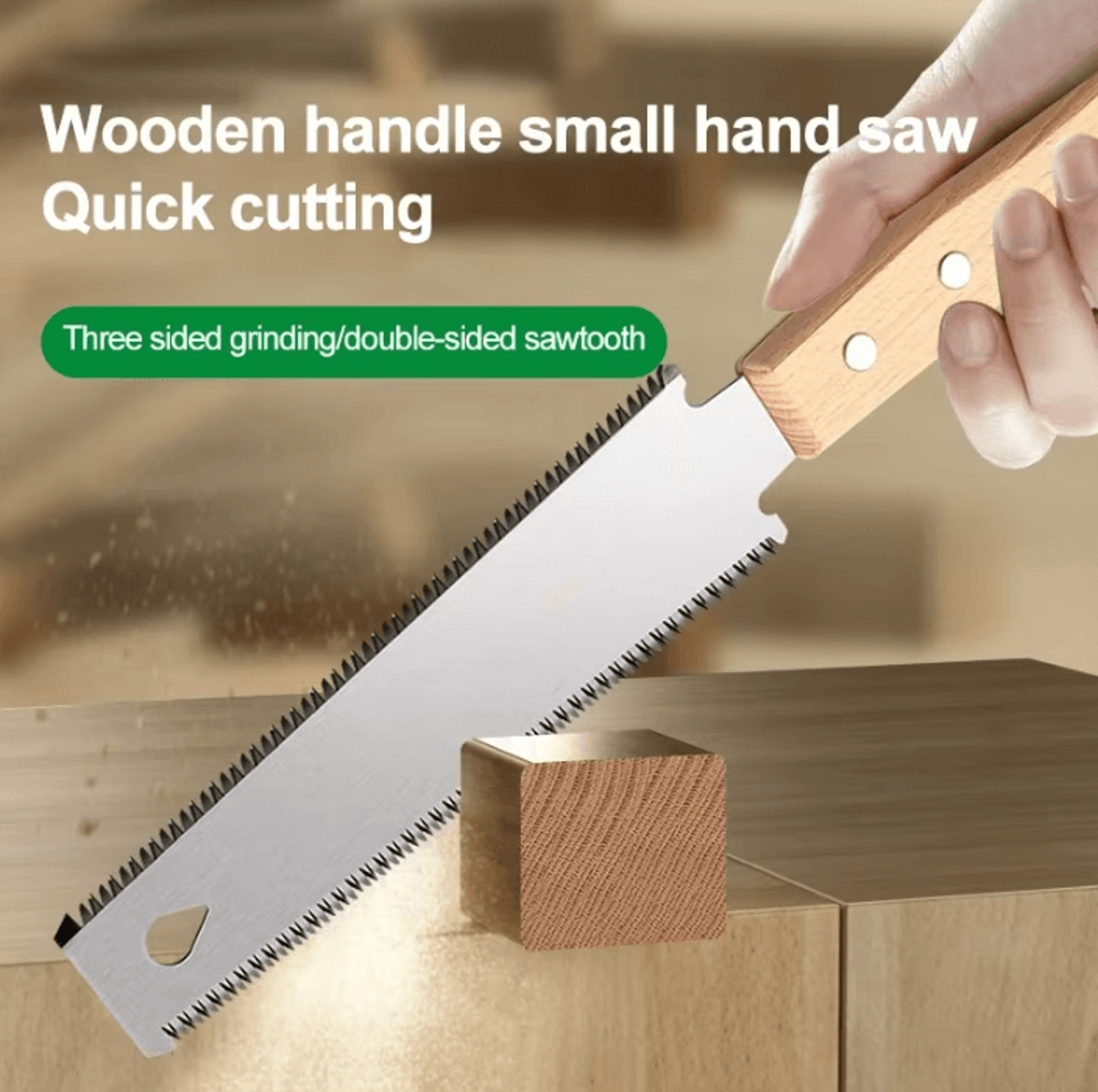 japanese pull saw with flexible flush cut blade and wooden handle
