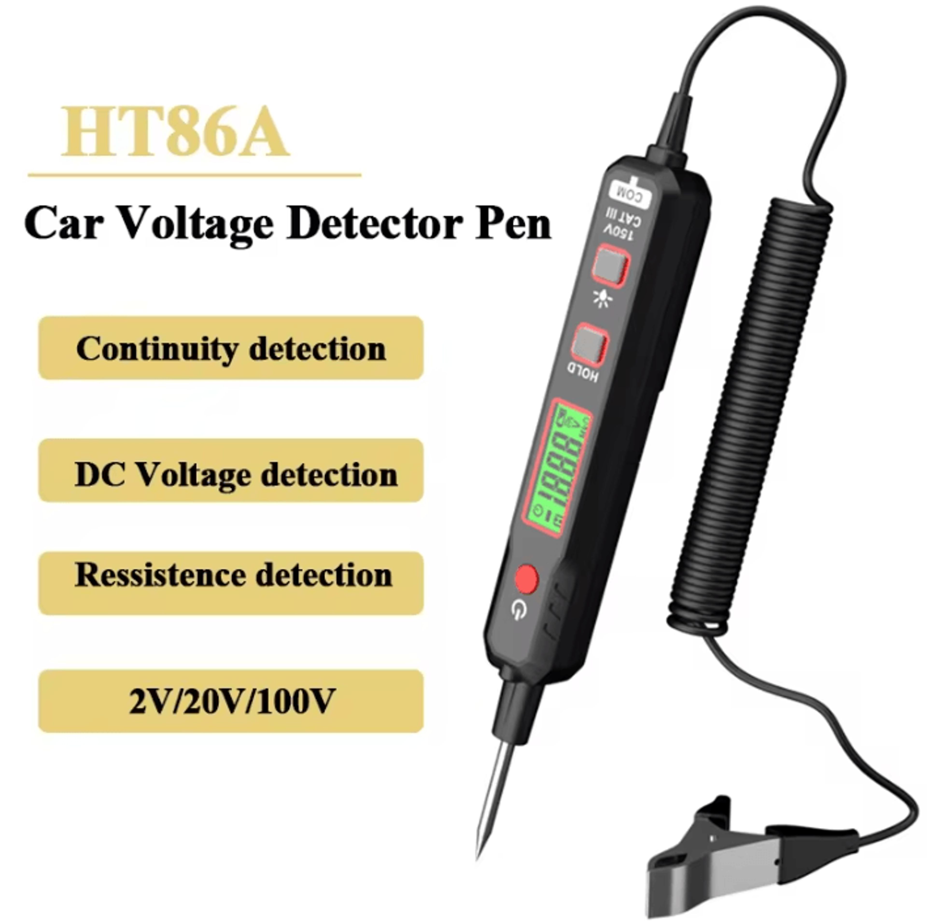 ht86a 100v non-contact automotive dc voltage detector pen