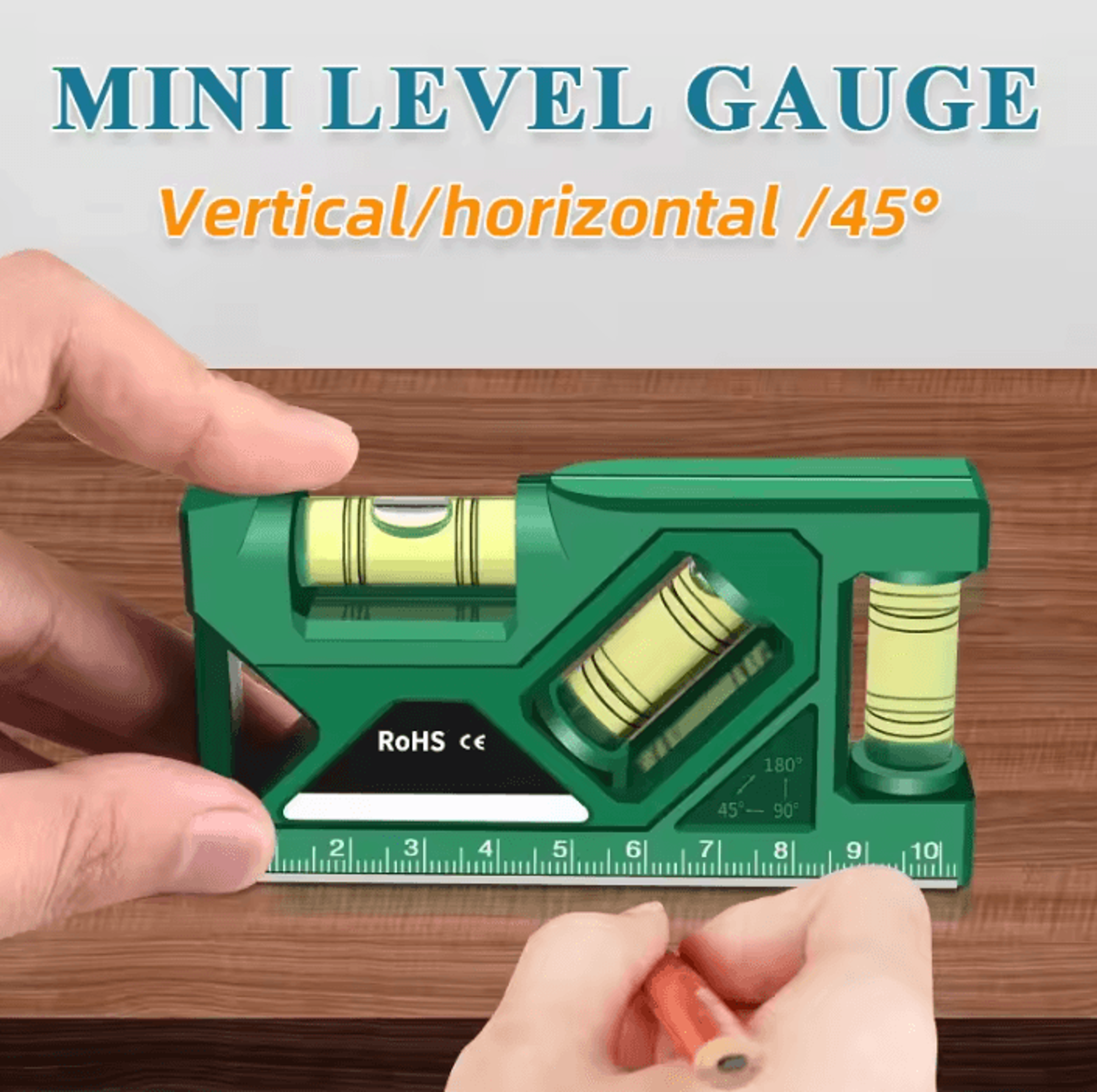 portable magnetic pocket level with protractor and metric ruler