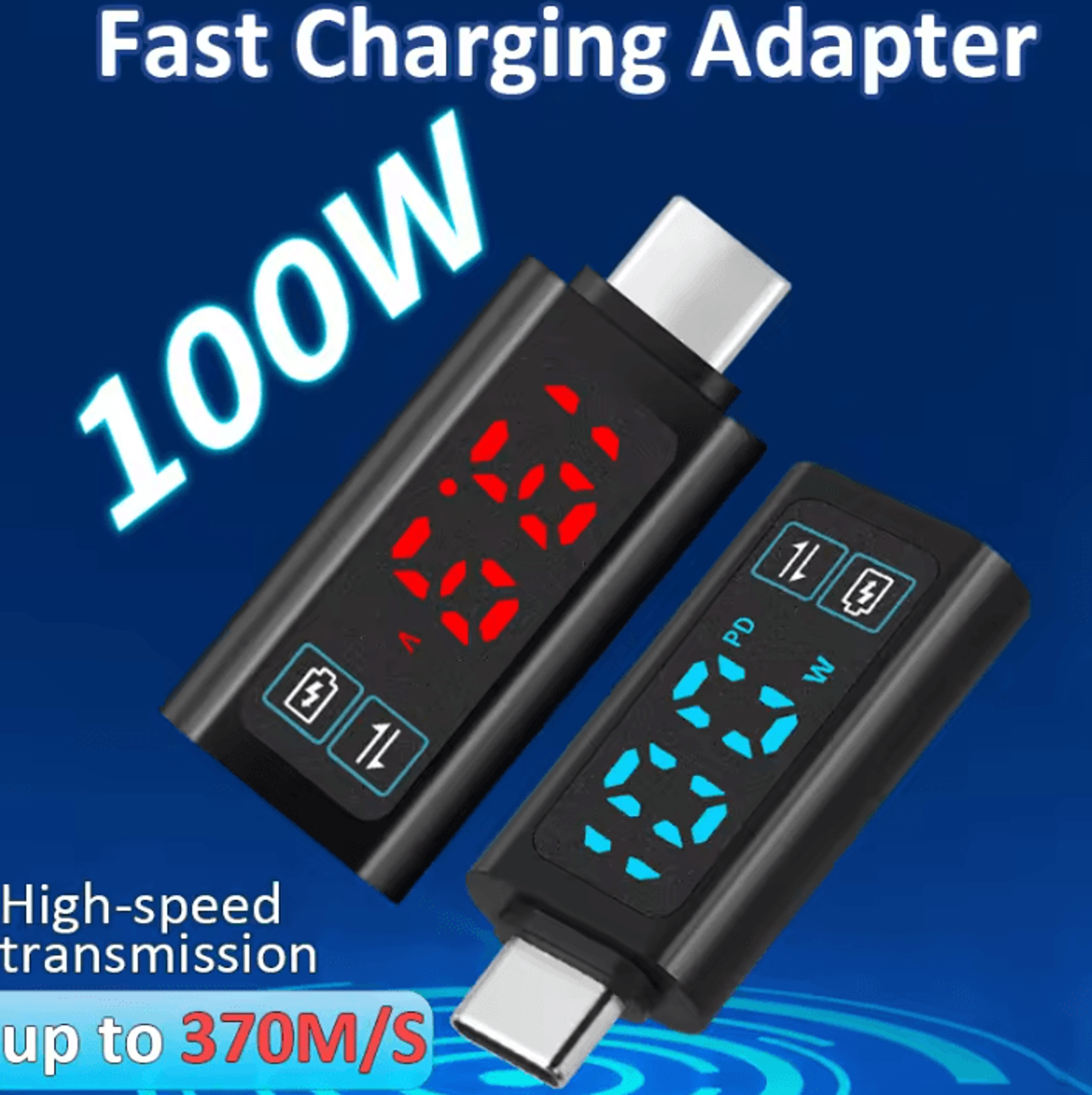 pd100w usb c digital power meter with voltage and watt display
