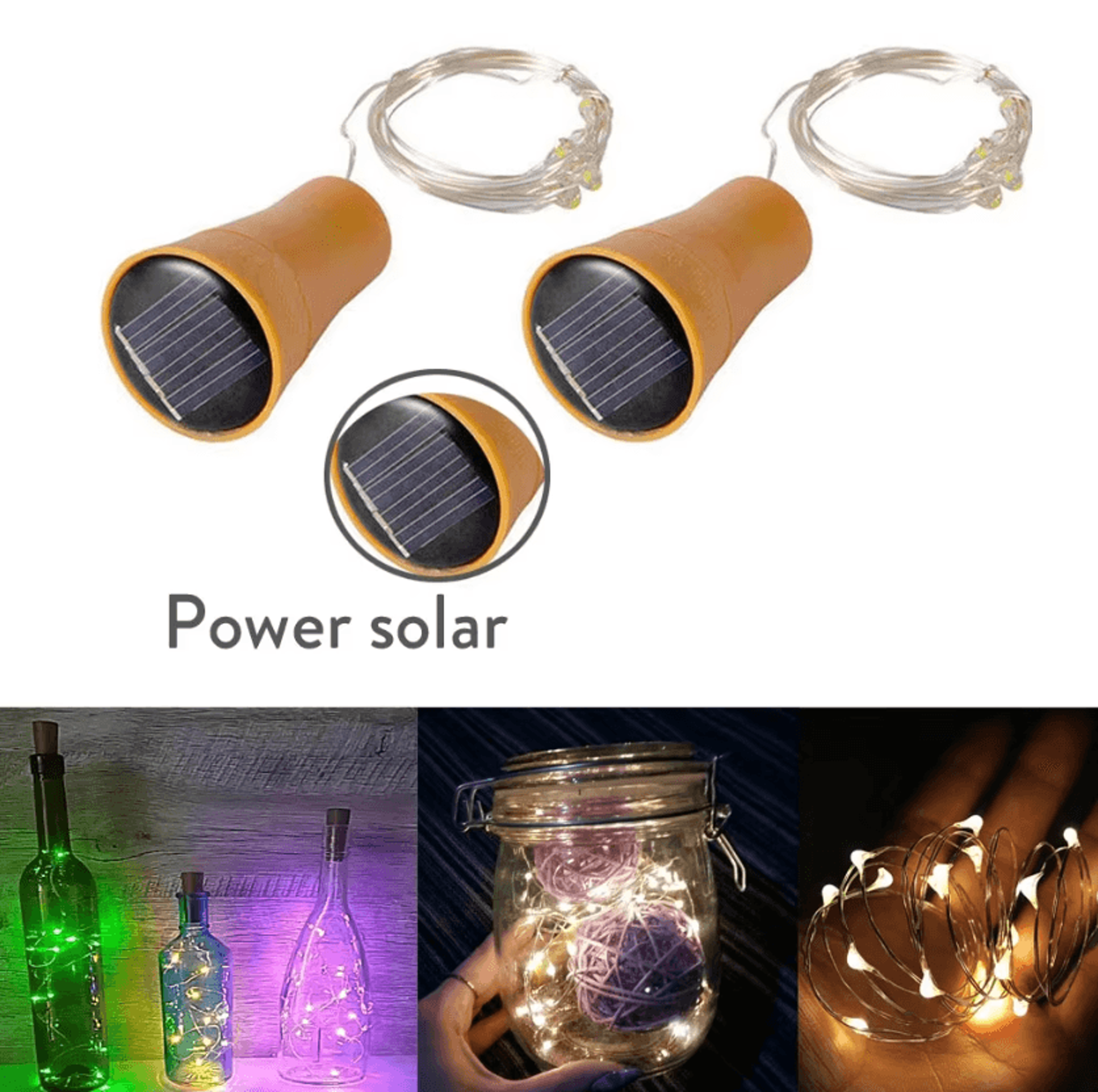 solar wine bottle cork fairy lights with copper wire leds