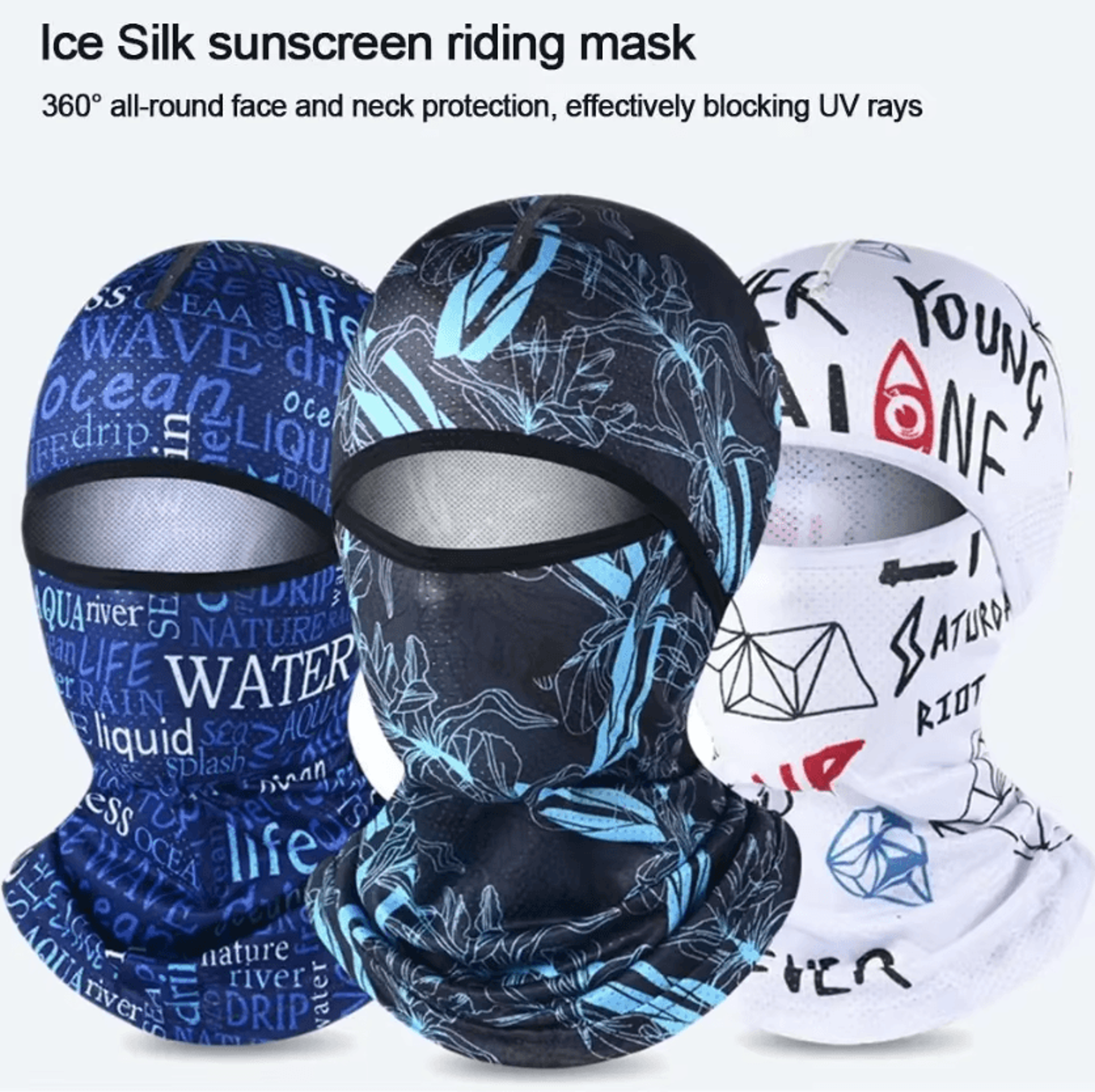 cooling ice silk balaclava full face uv protection cycling mask