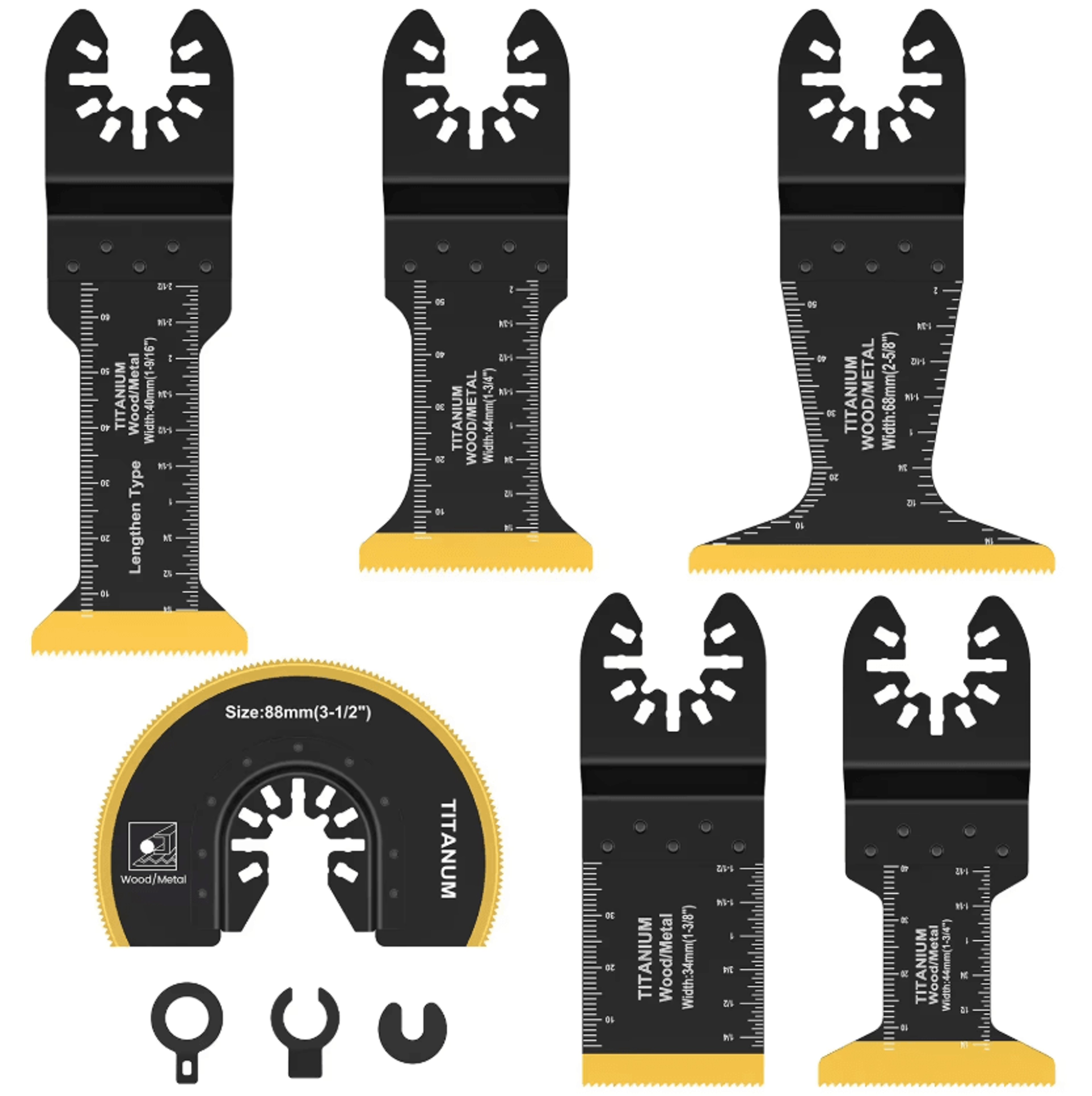 3 or 6 piece titanium oscillating saw blade kit for metal and wood