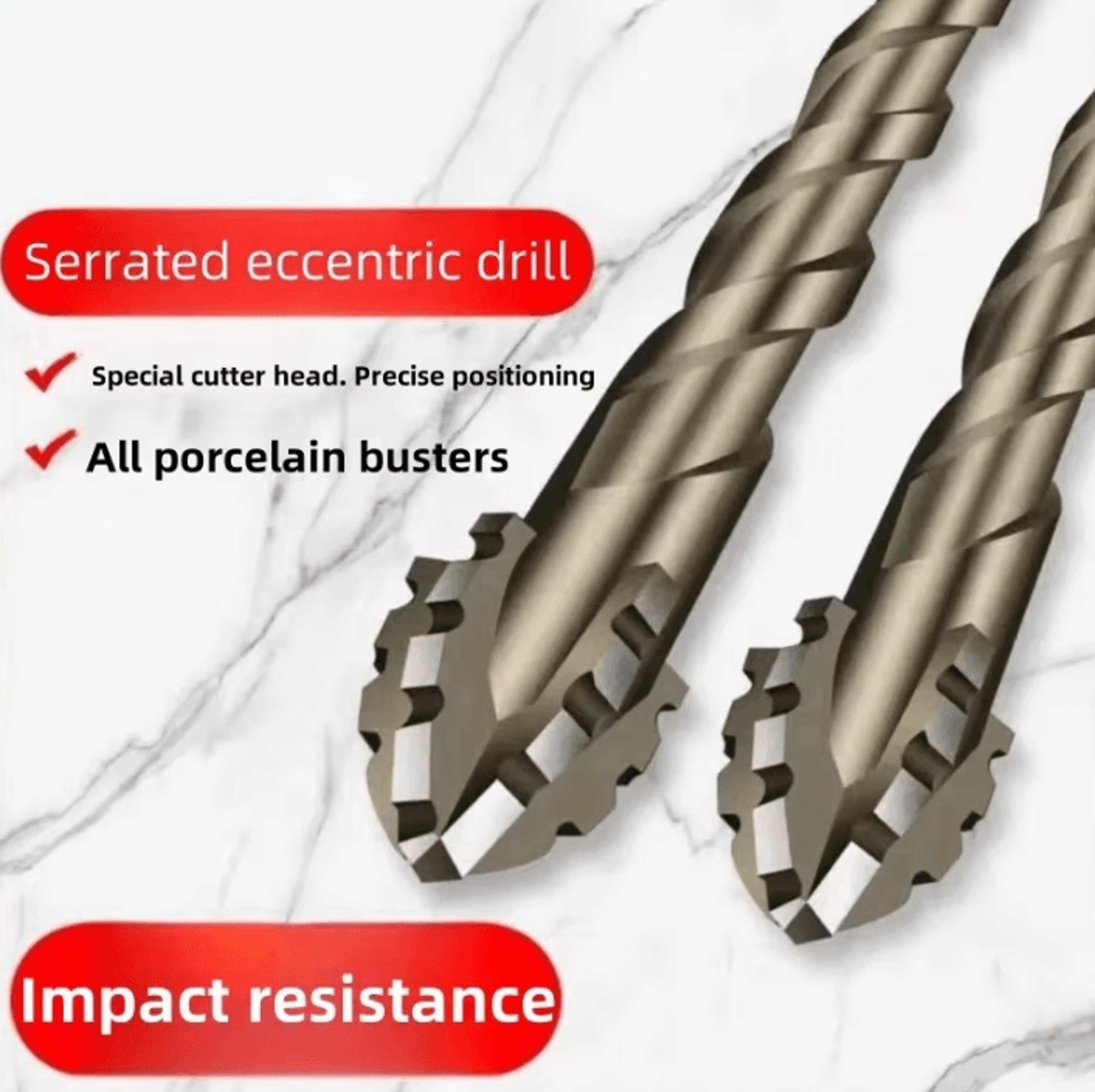 four-edge carbide eccentric drill bit for tile concrete and brick