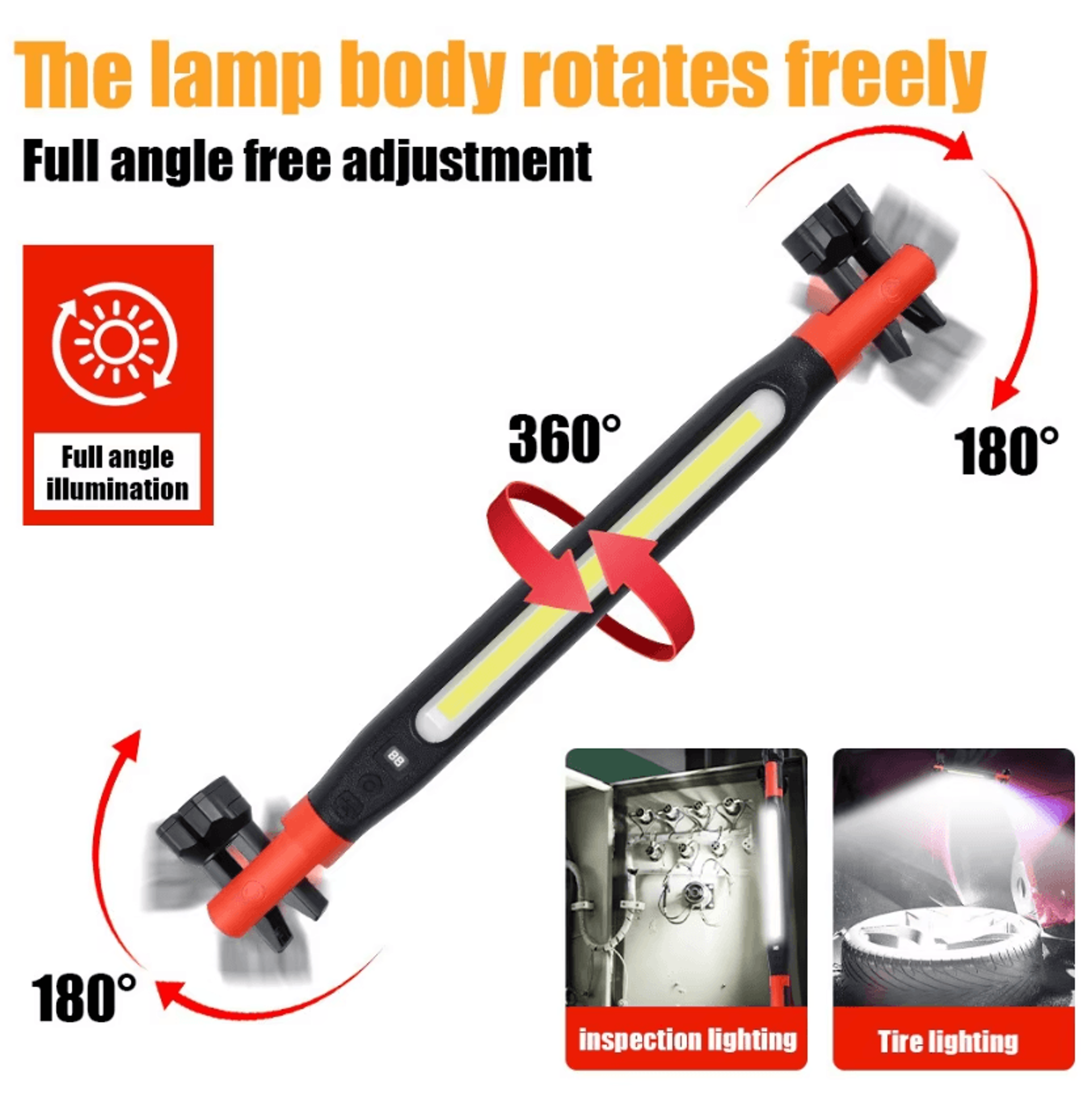 high lumen rechargeable magnetic led work light with hooks