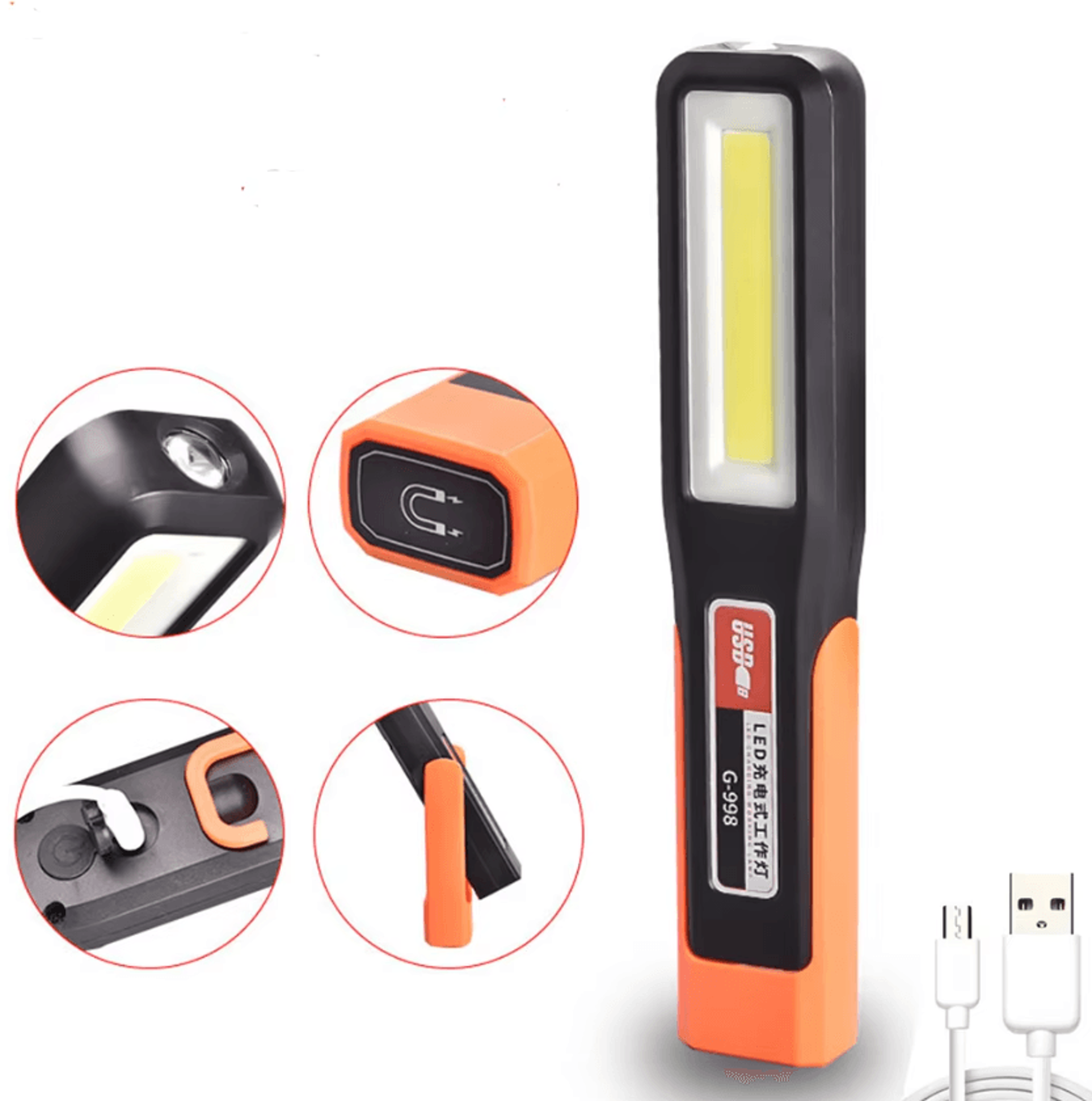 rechargeable magnetic cob led work light for car repair and emergencies