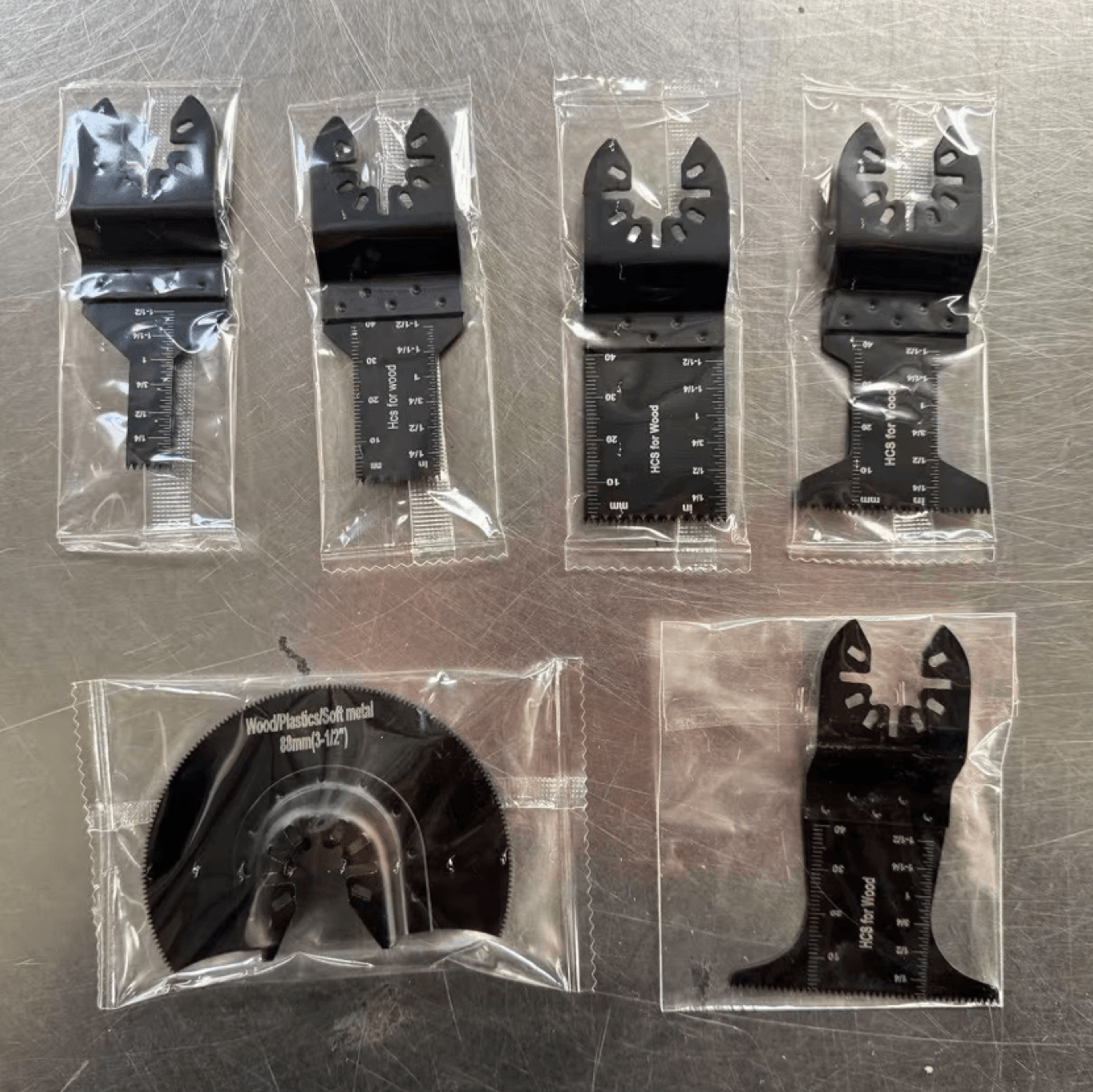 6 or 9 piece bi-metal oscillating saw blade set for wood metal and plastic