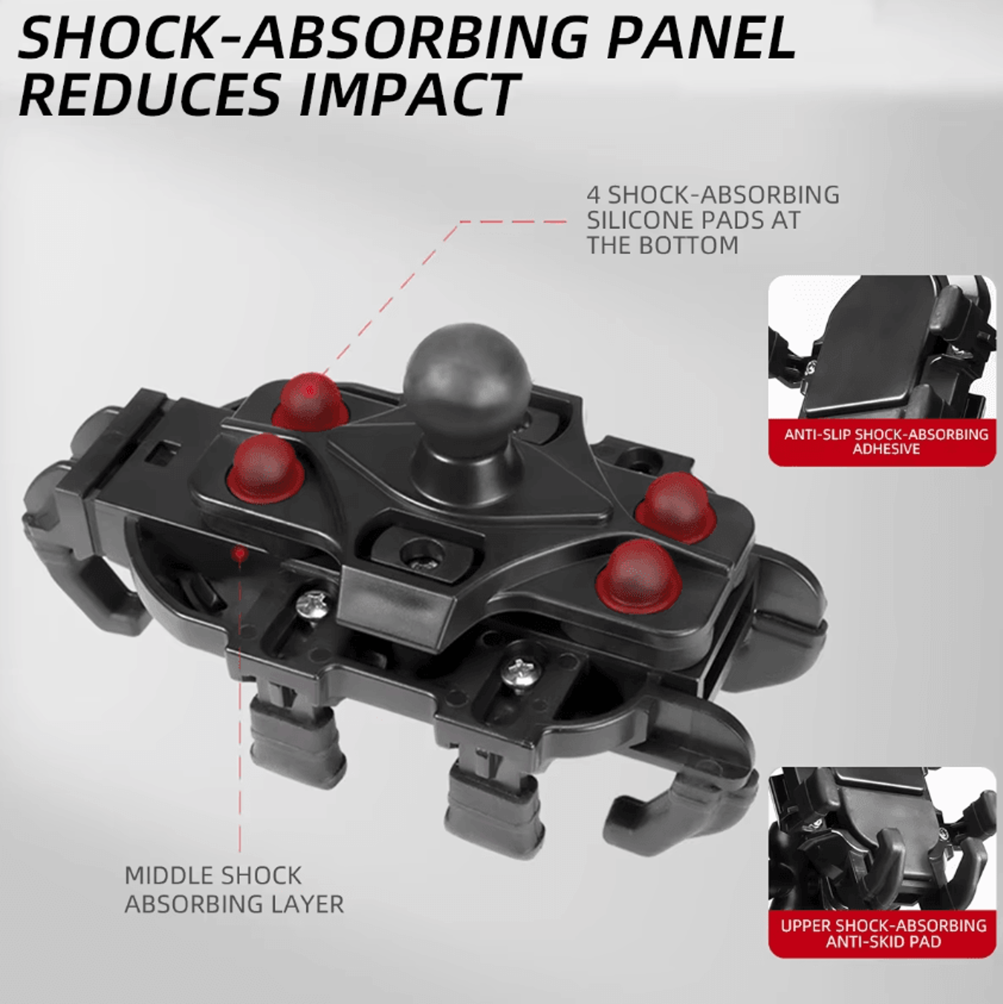 360 degree motorcycle phone holder with shock absorber