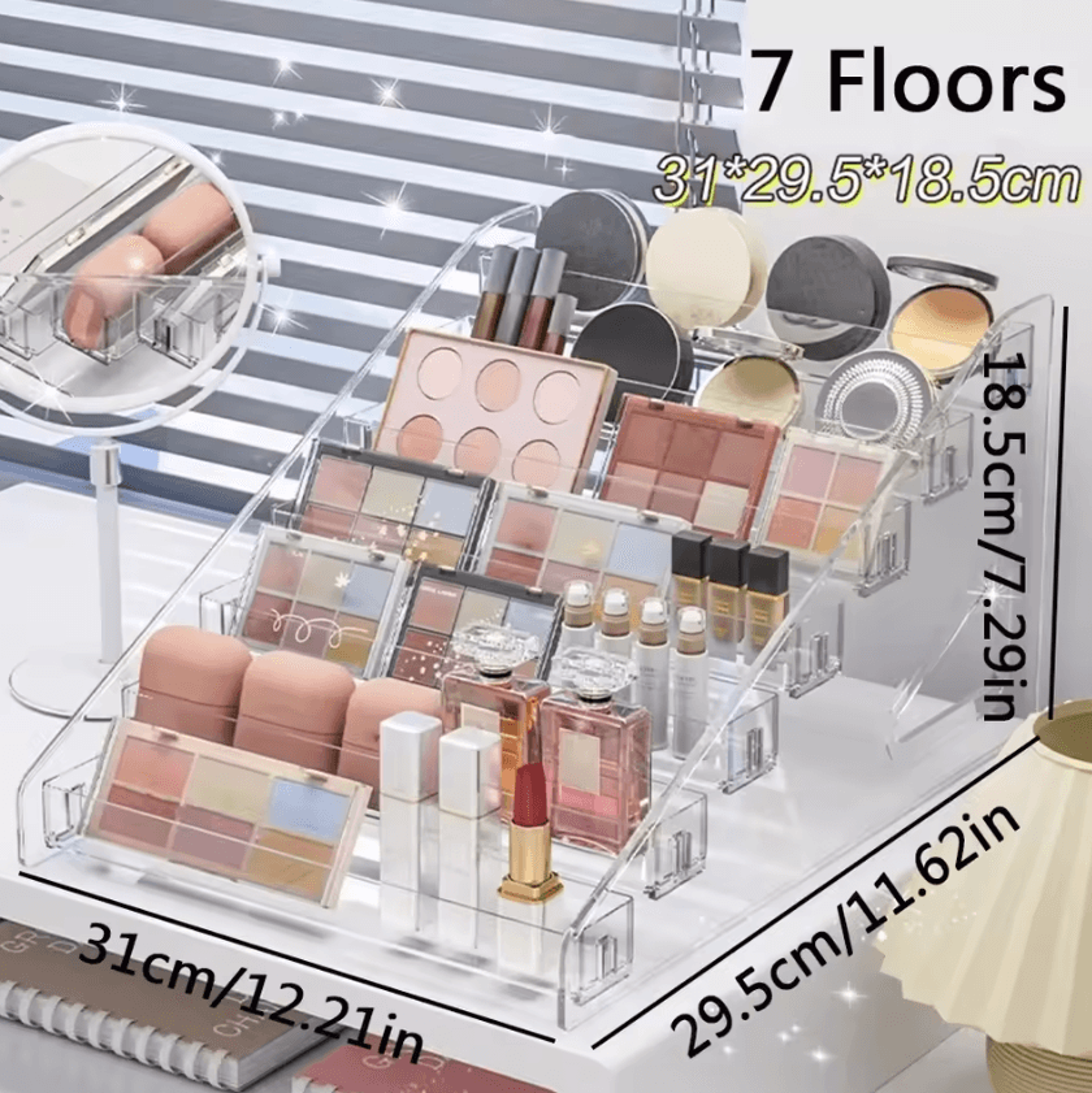 3 to 7 tier clear acrylic nail polish and cosmetic display rack