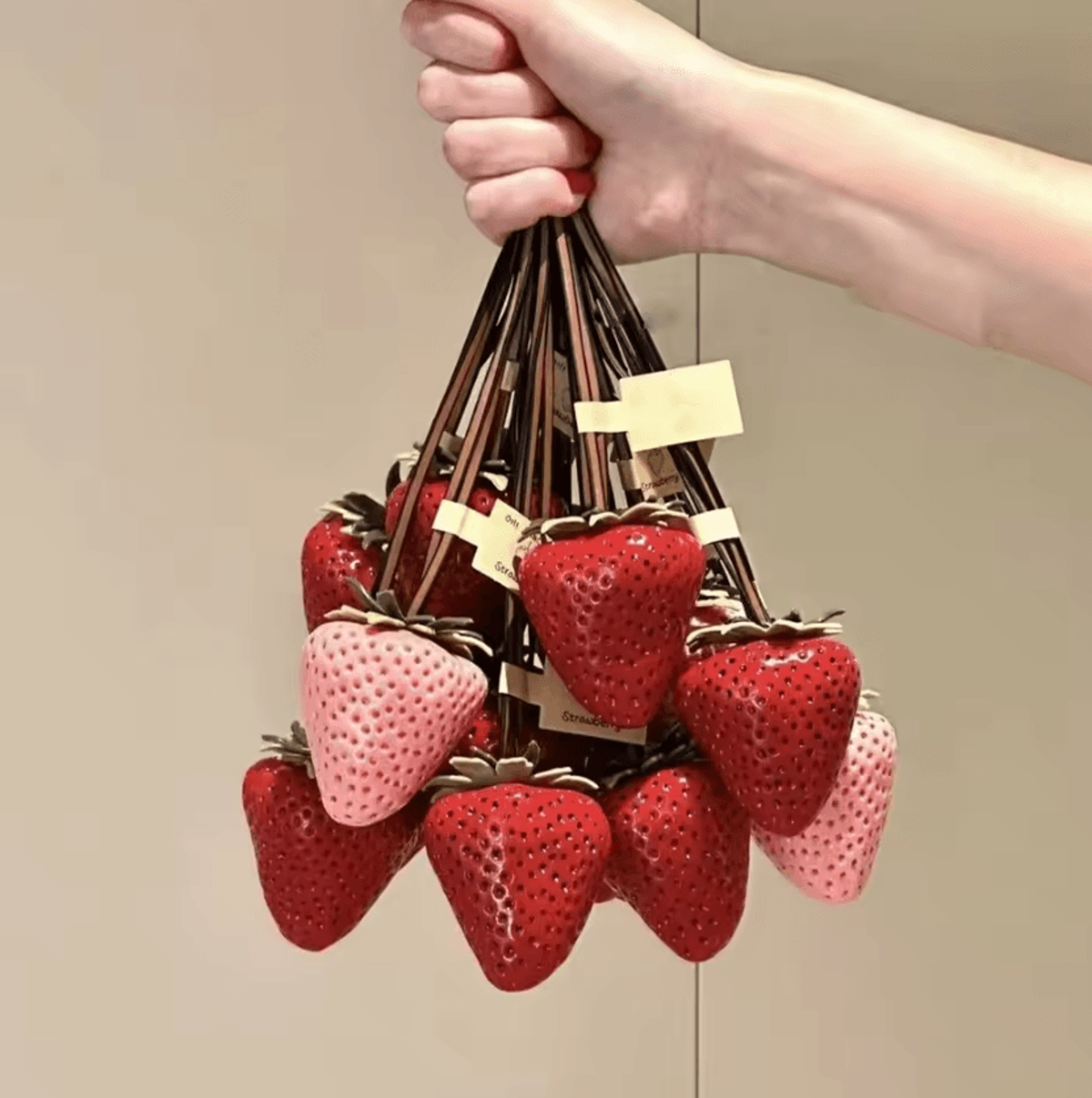 cute resin strawberry bag charm keychain