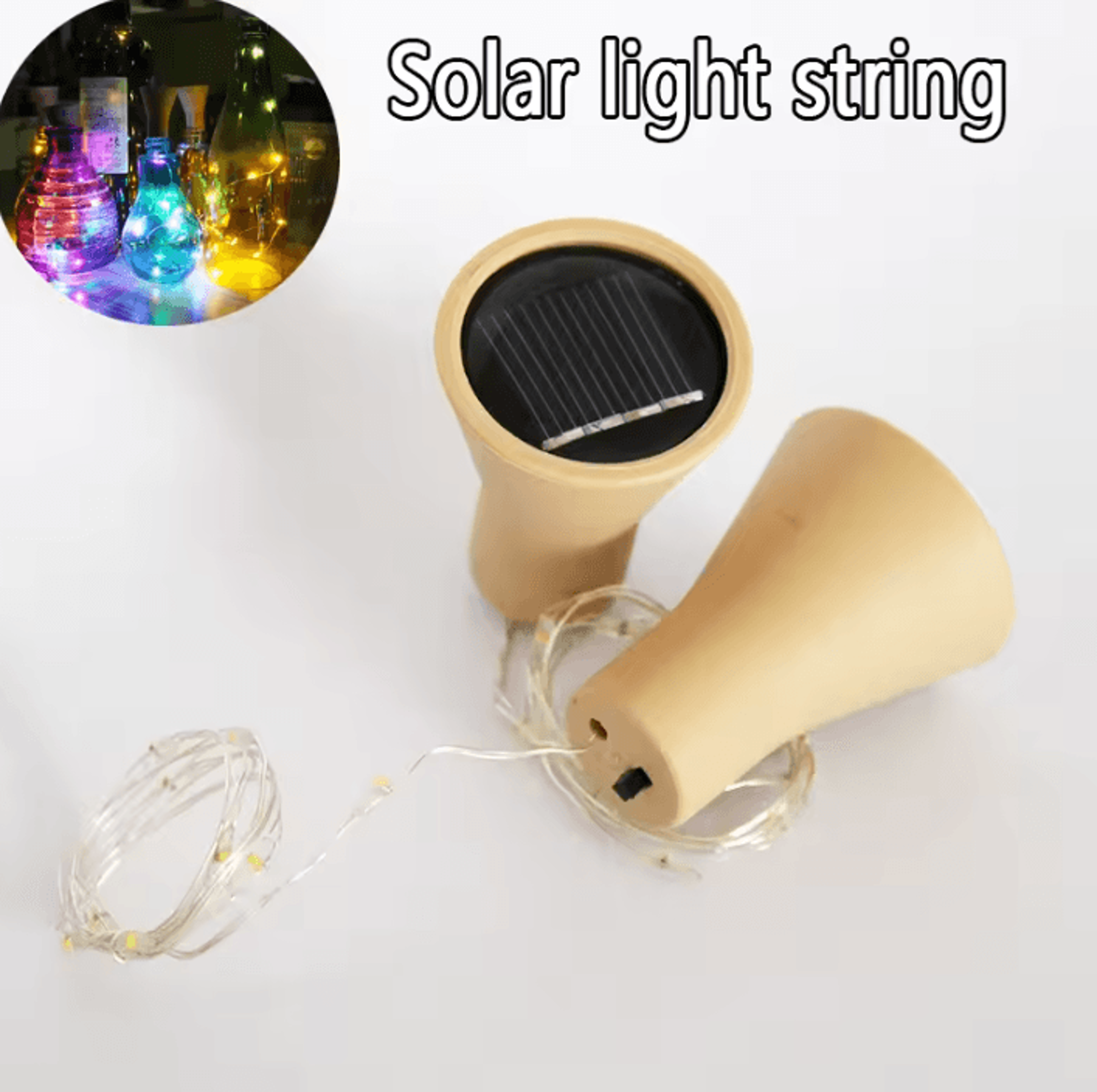 solar wine bottle cork fairy lights 20 led