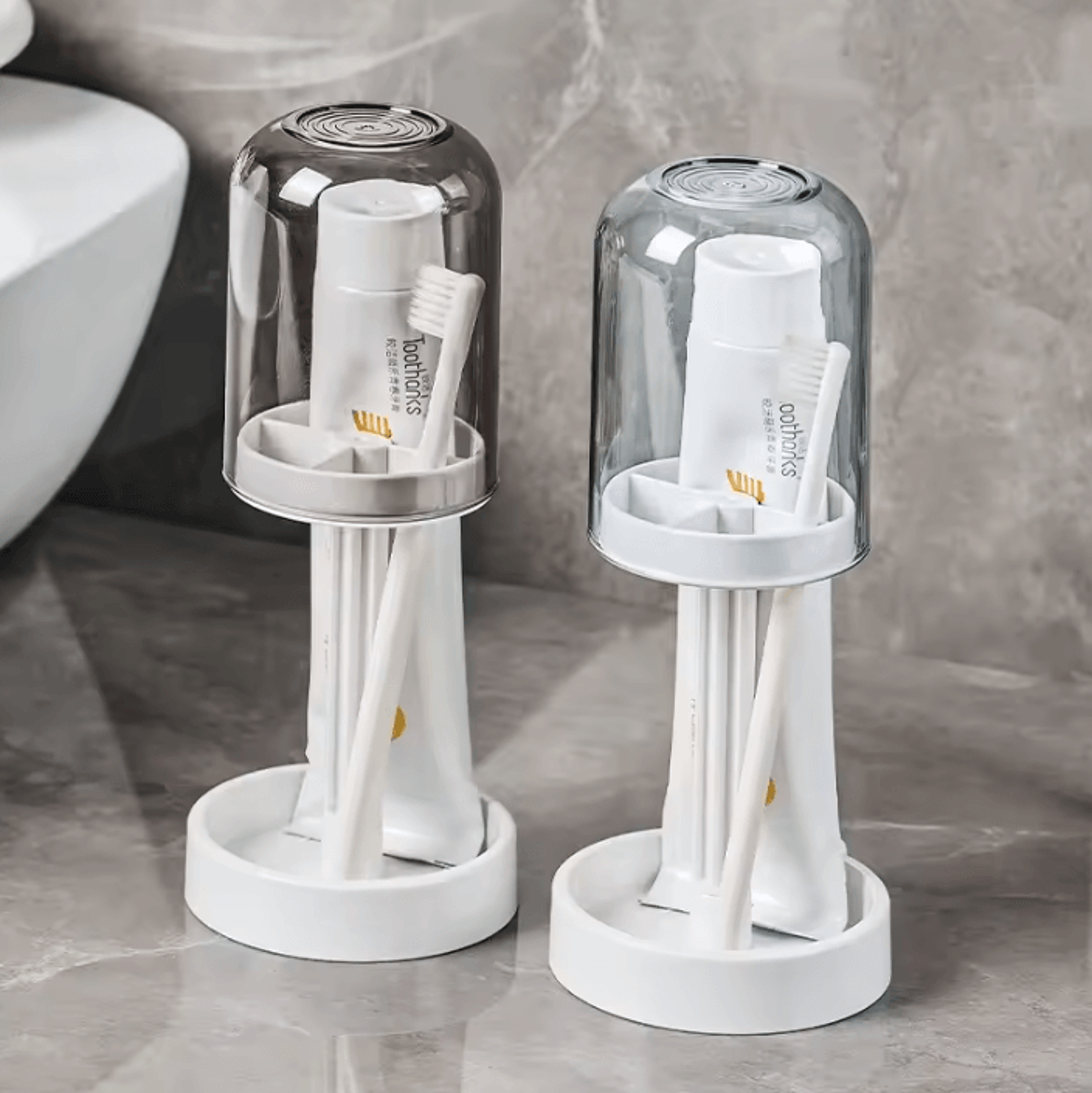 dust cover toothbrush holder with drainage cup