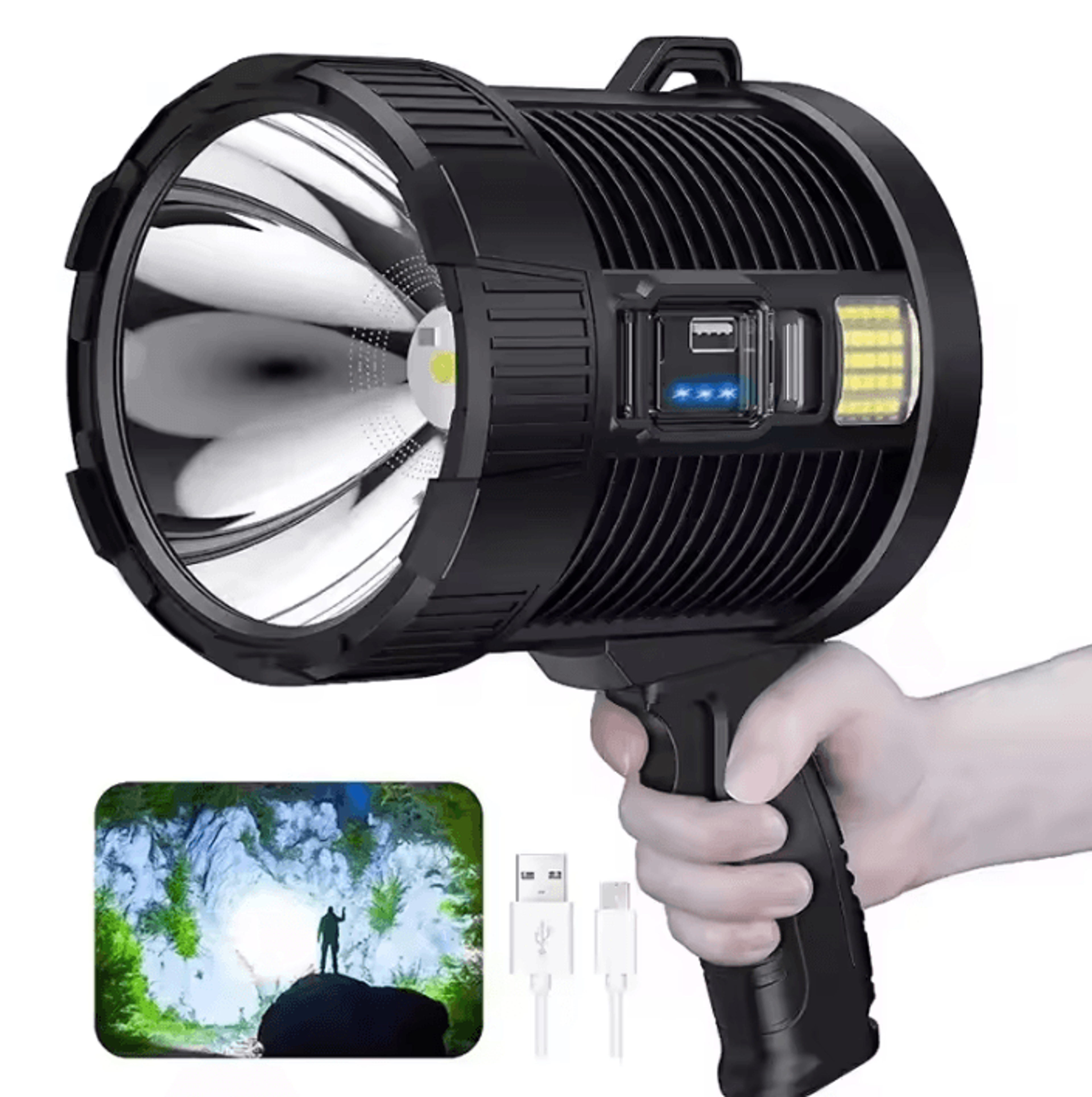 xp70 rechargeable solar led handheld spotlight