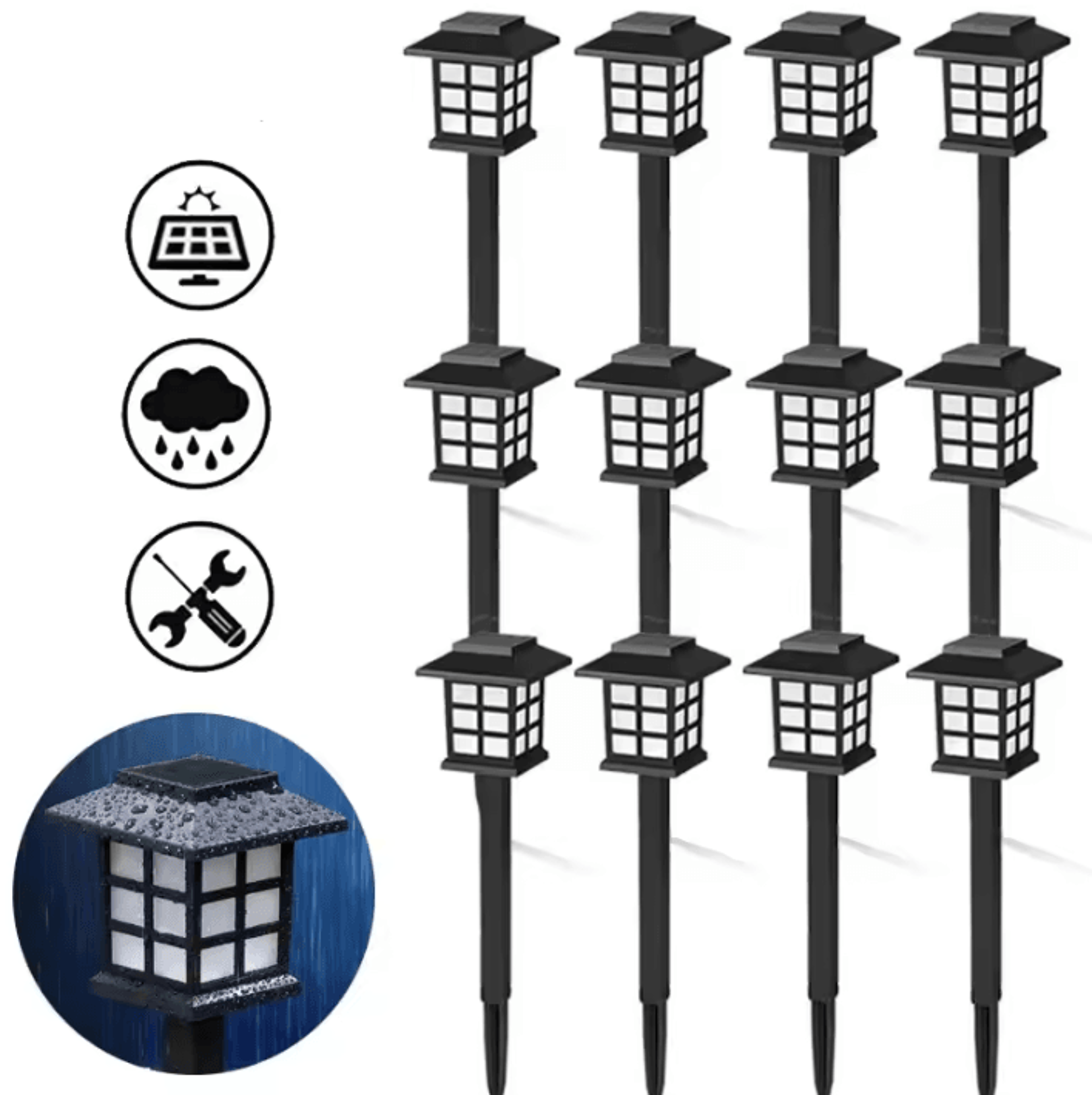 waterproof led solar pathway garden lights