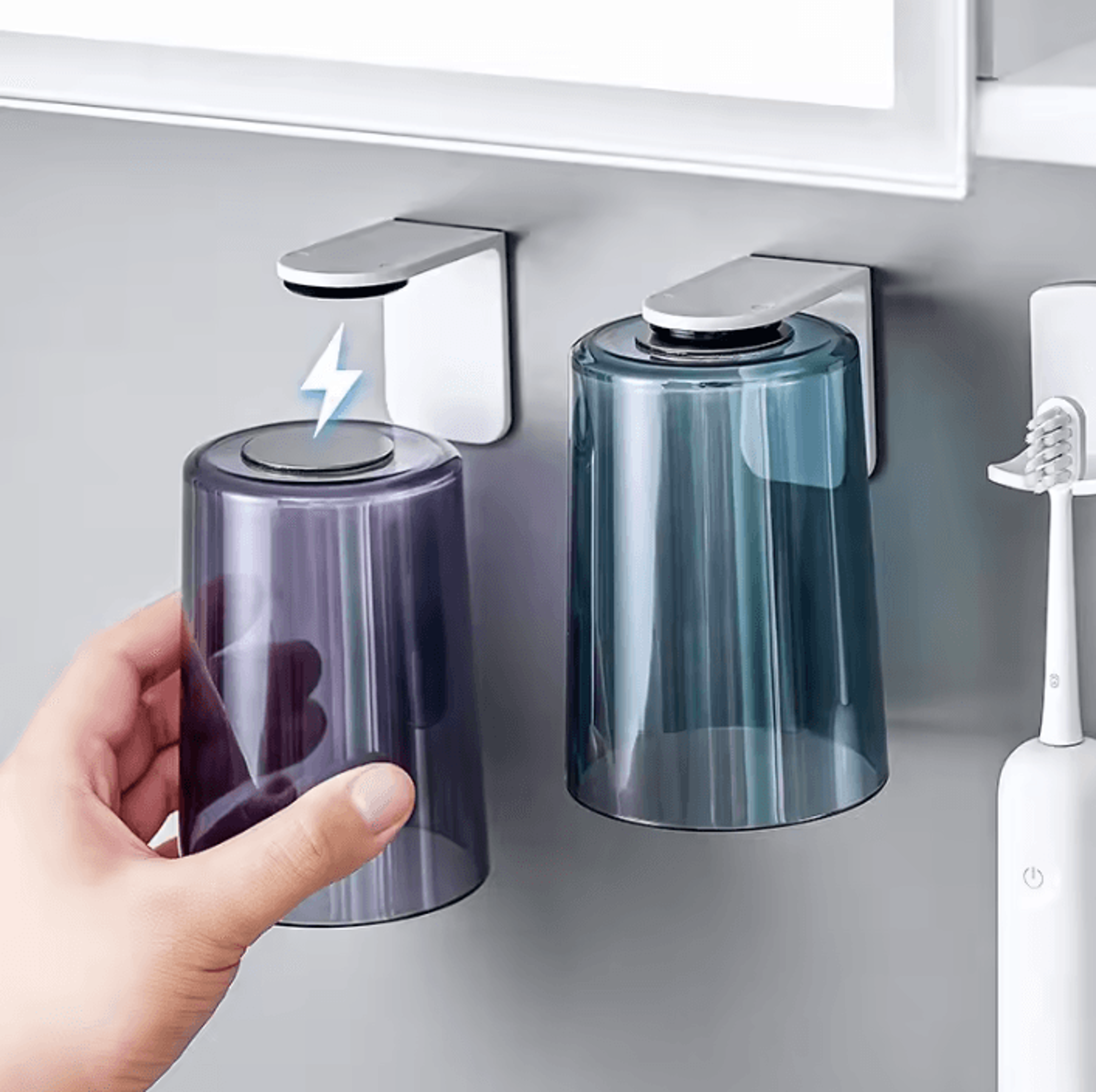 magnetic inverted wall mounted mouthwash cup