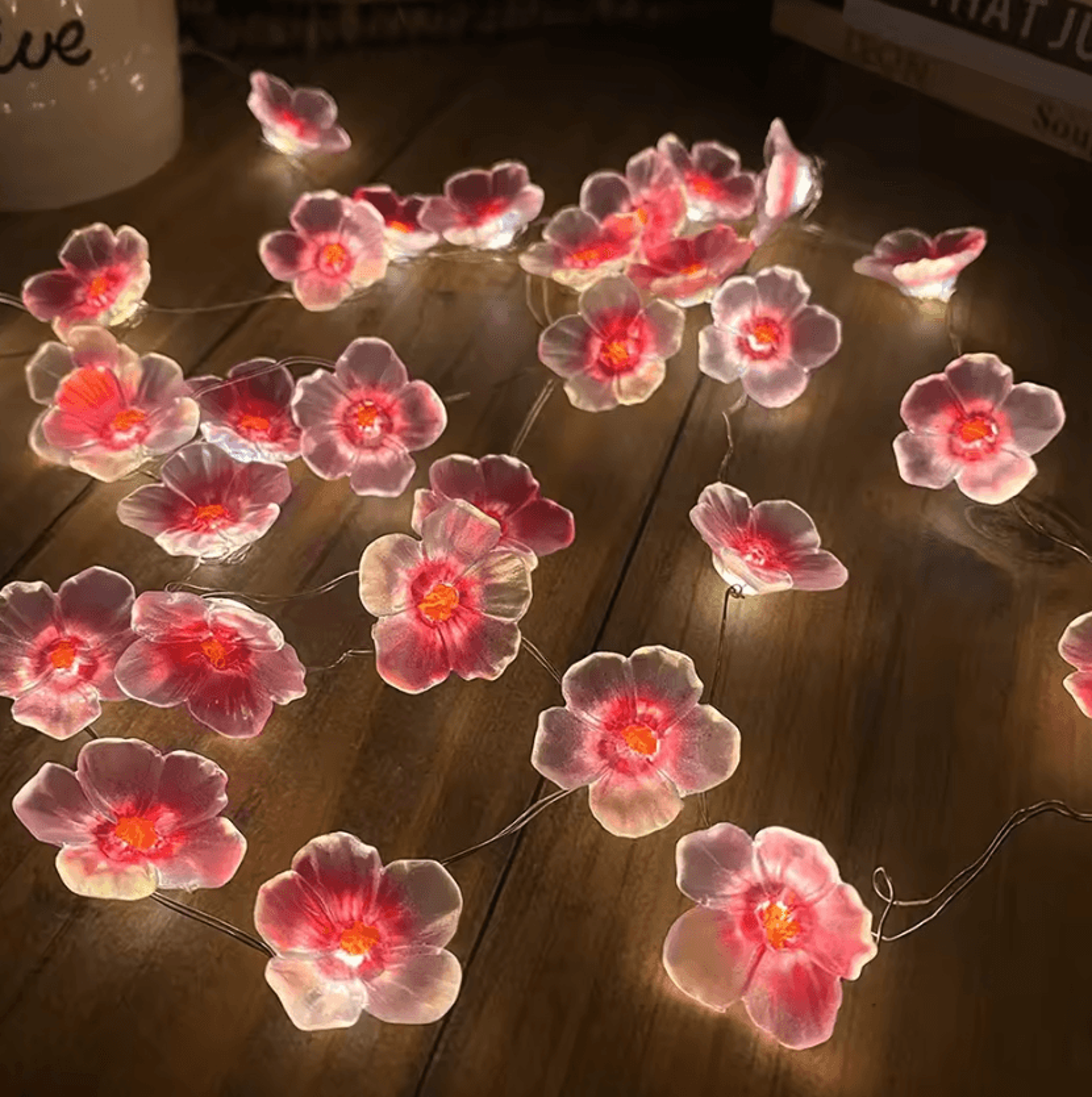 30 led pink cherry blossom fairy string lights
