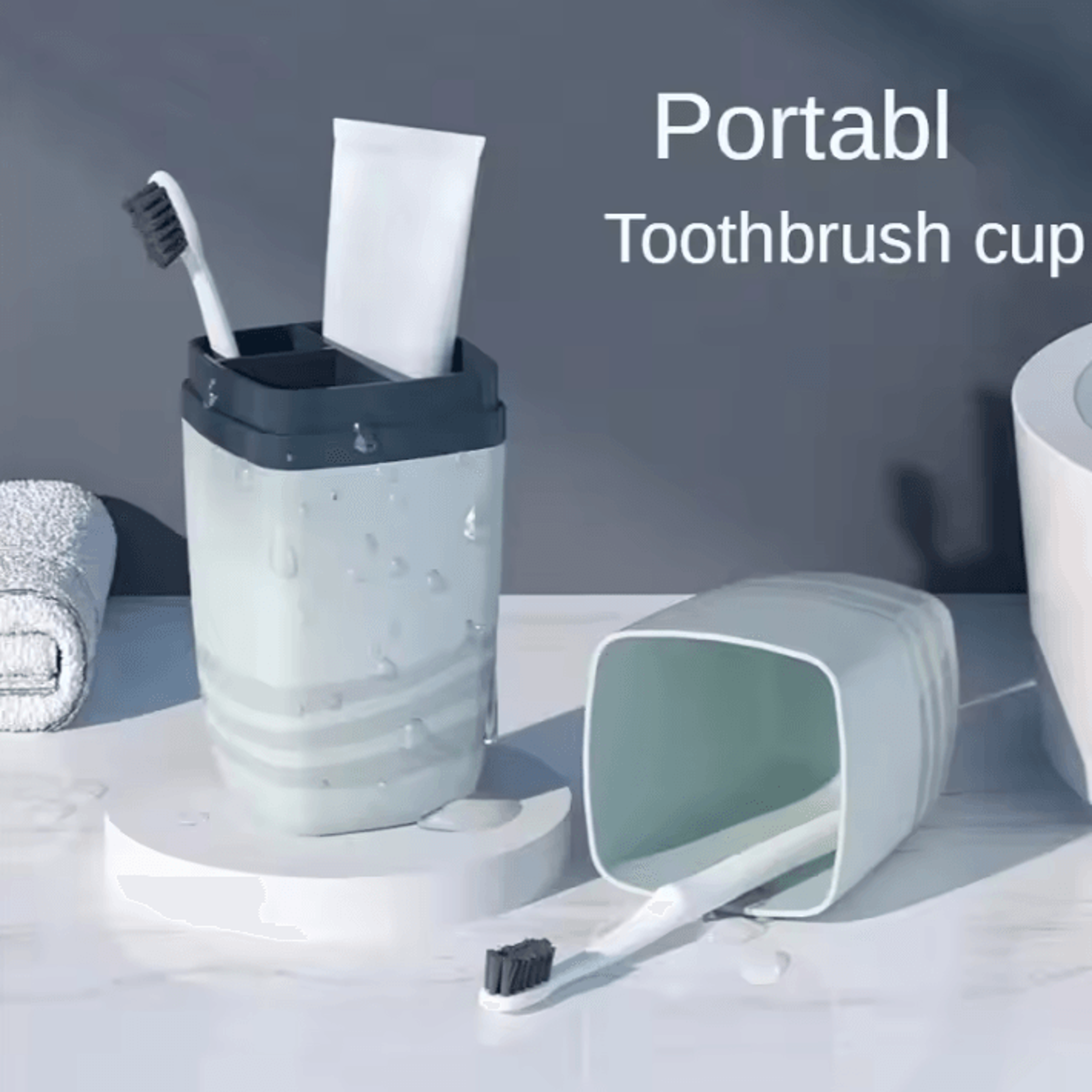 portable toothbrush and mouthwash cup storage set