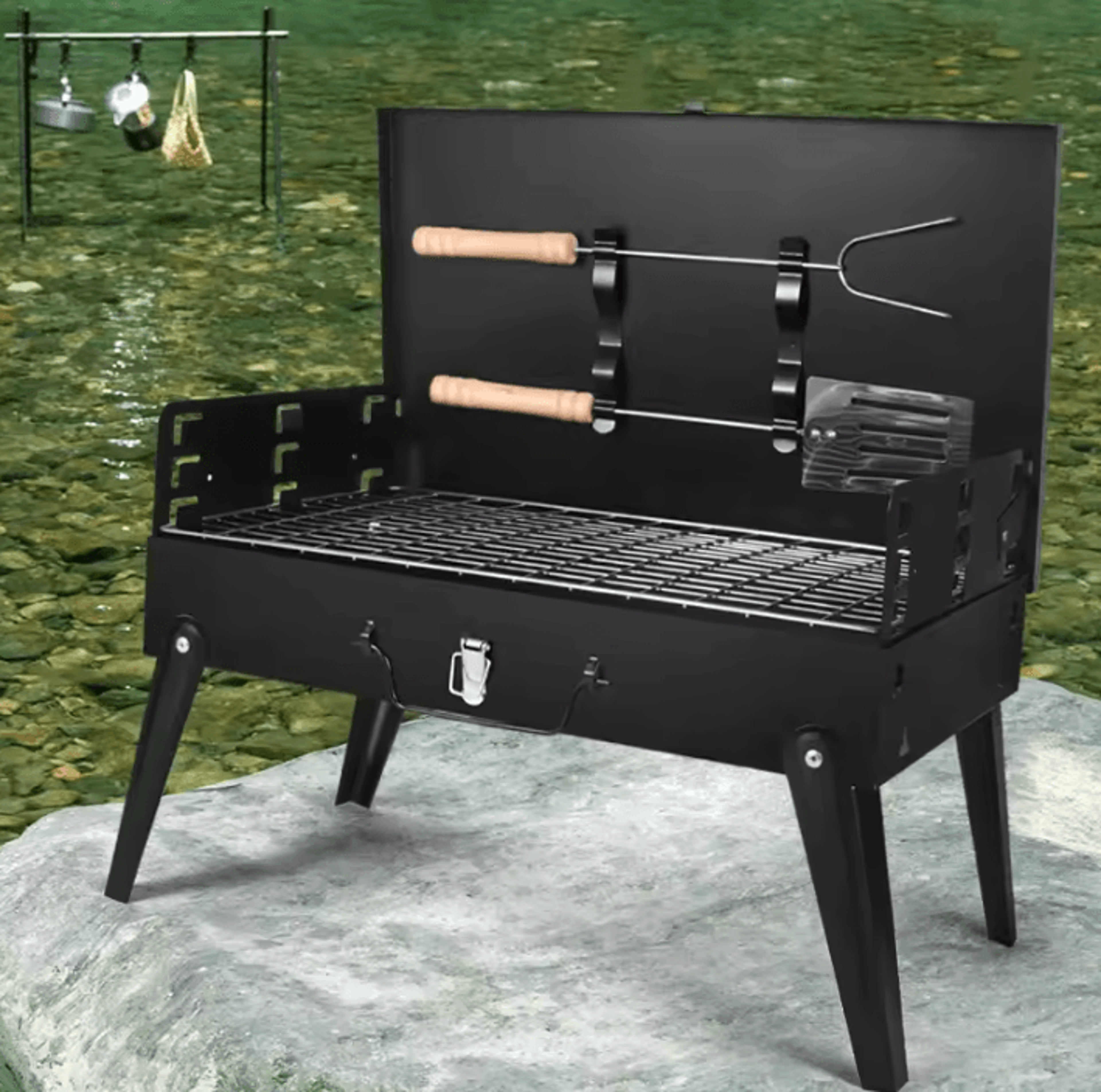 foldable stainless steel portable charcoal bbq grill
