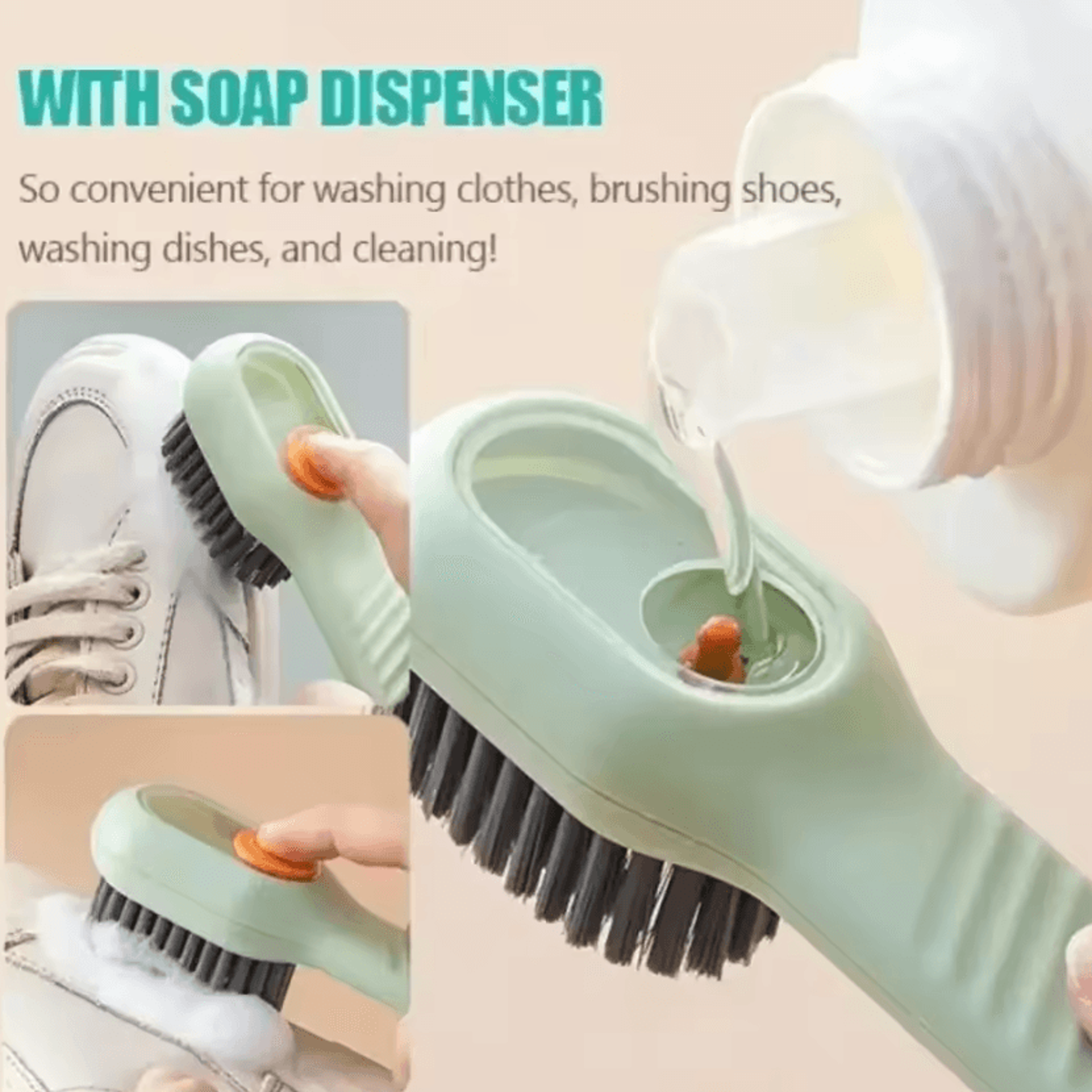 liquid dispensing long handle shoe cleaning brush