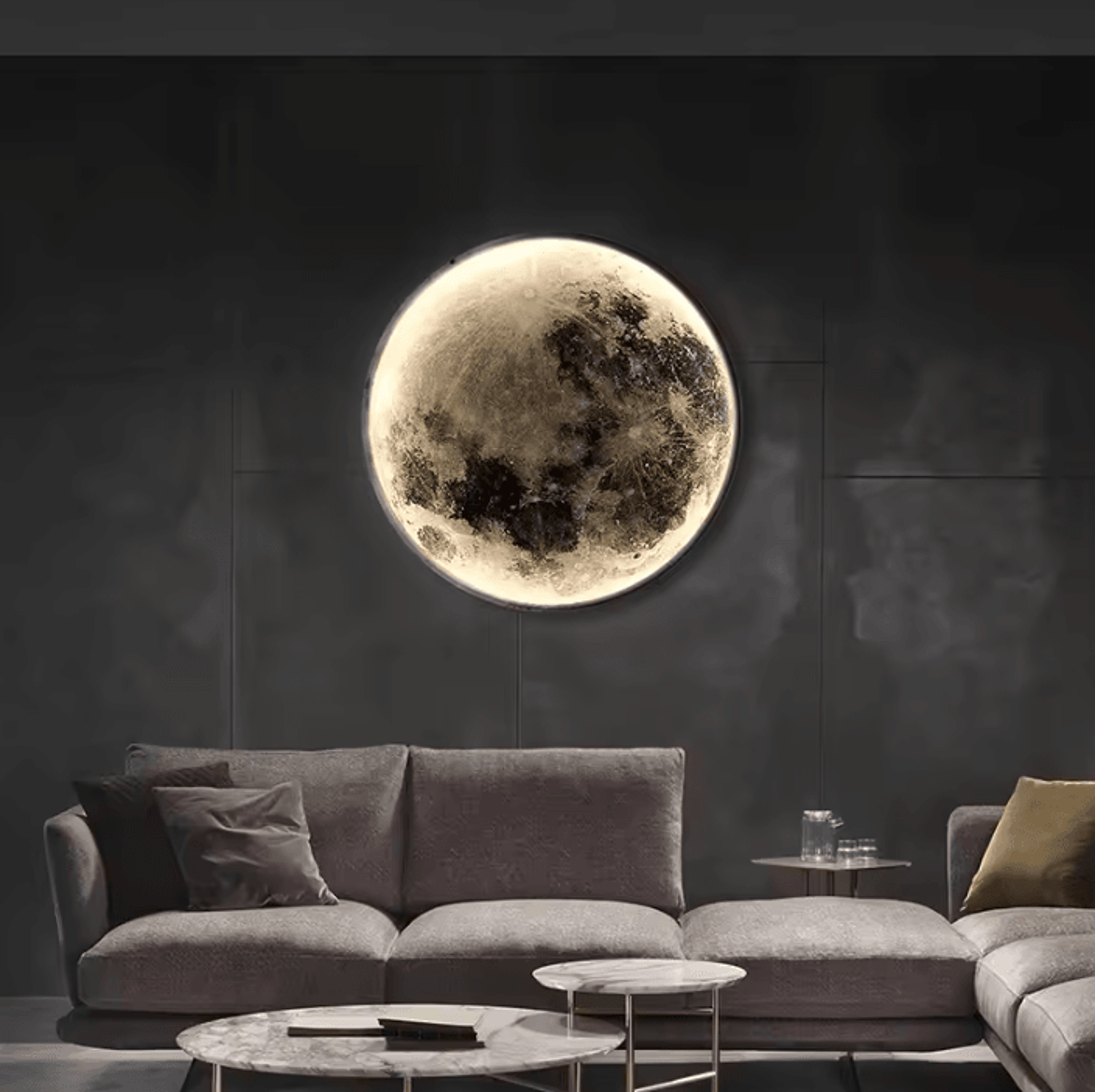3d moon led wall light mural