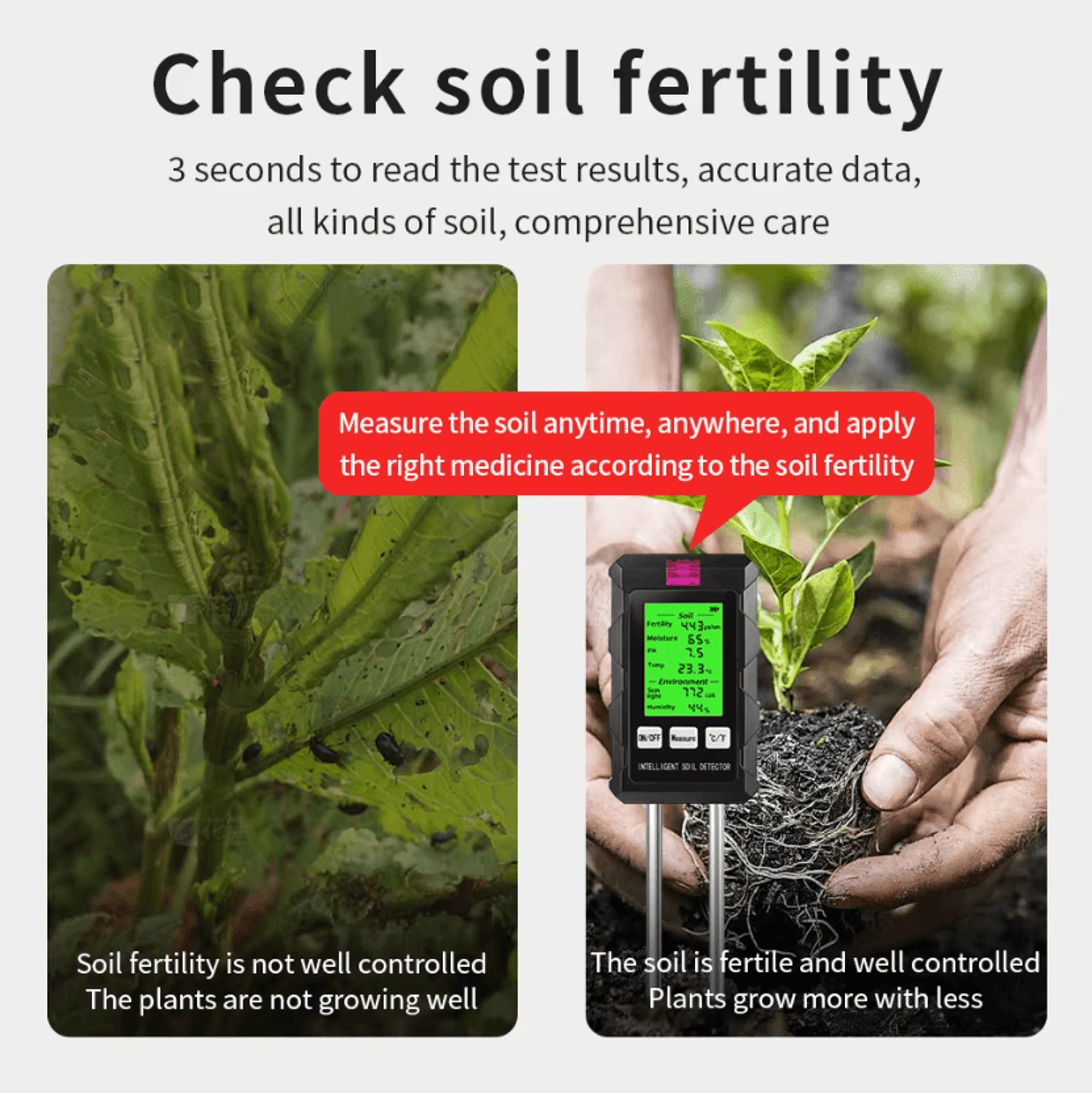 6 in 1 digital soil ph moisture and fertility meter