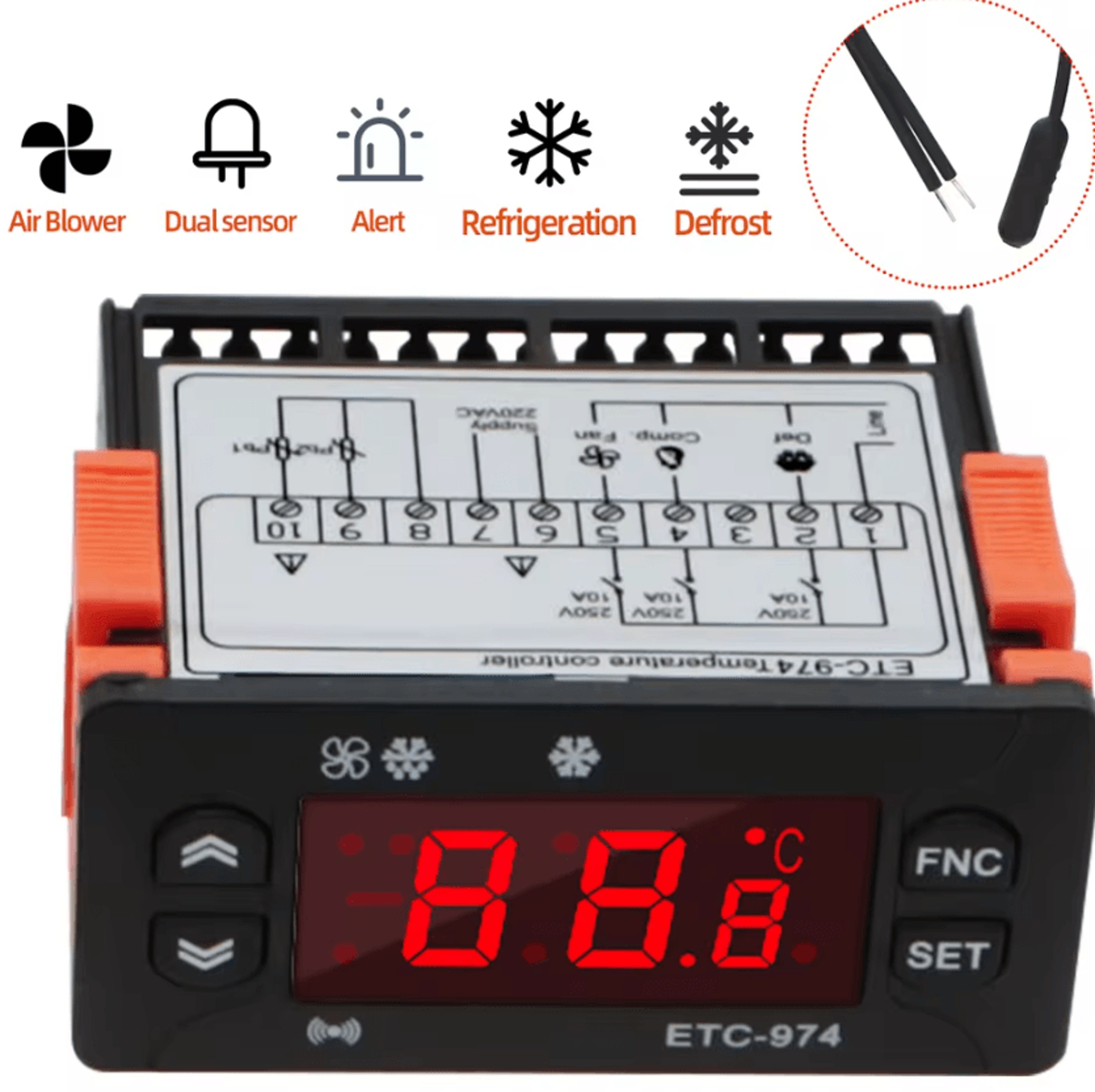 etc-974 220v digital temperature controller with ntc sensor