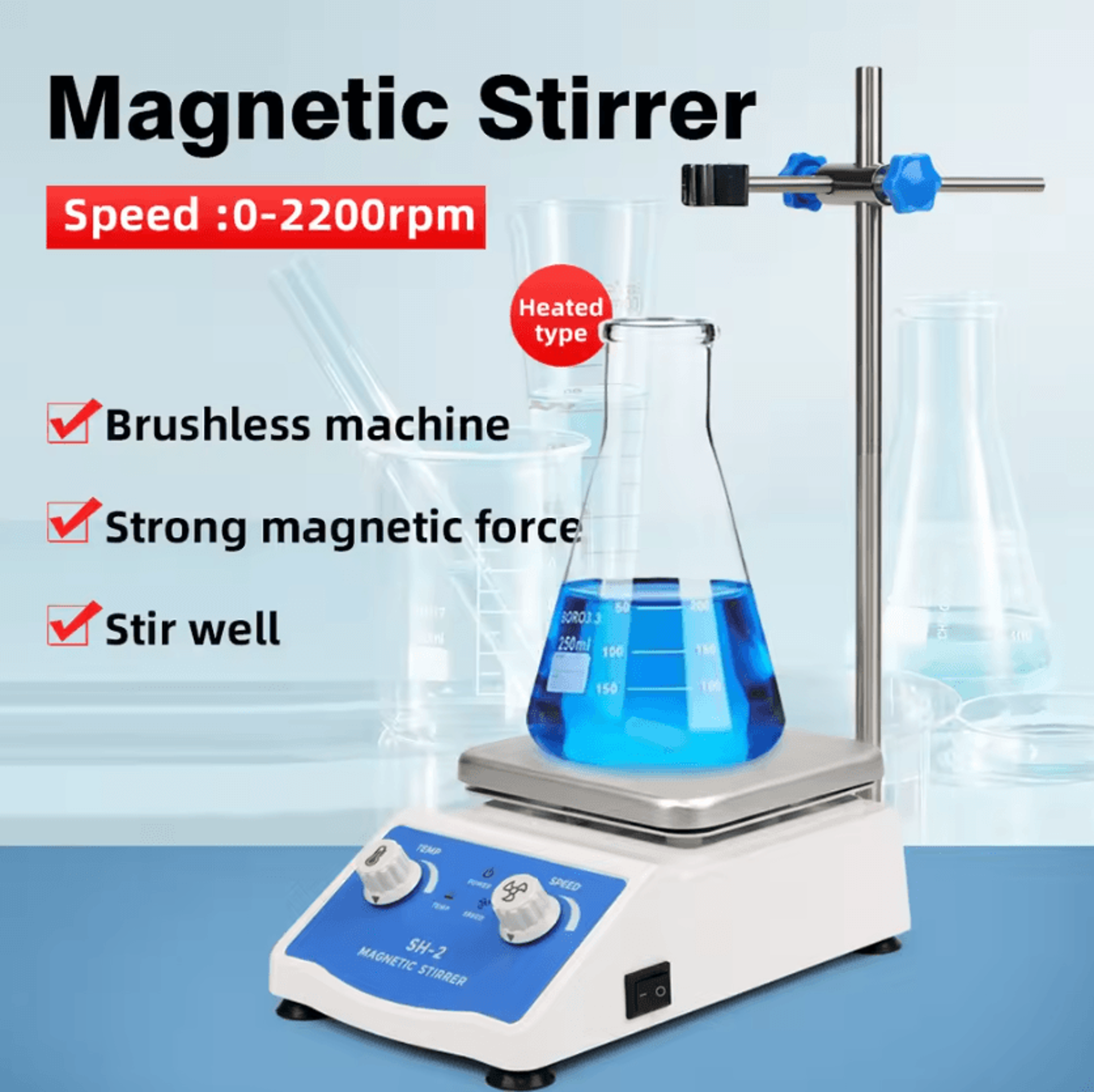sh-2 2000ml hot plate magnetic stirrer laboratory mixer
