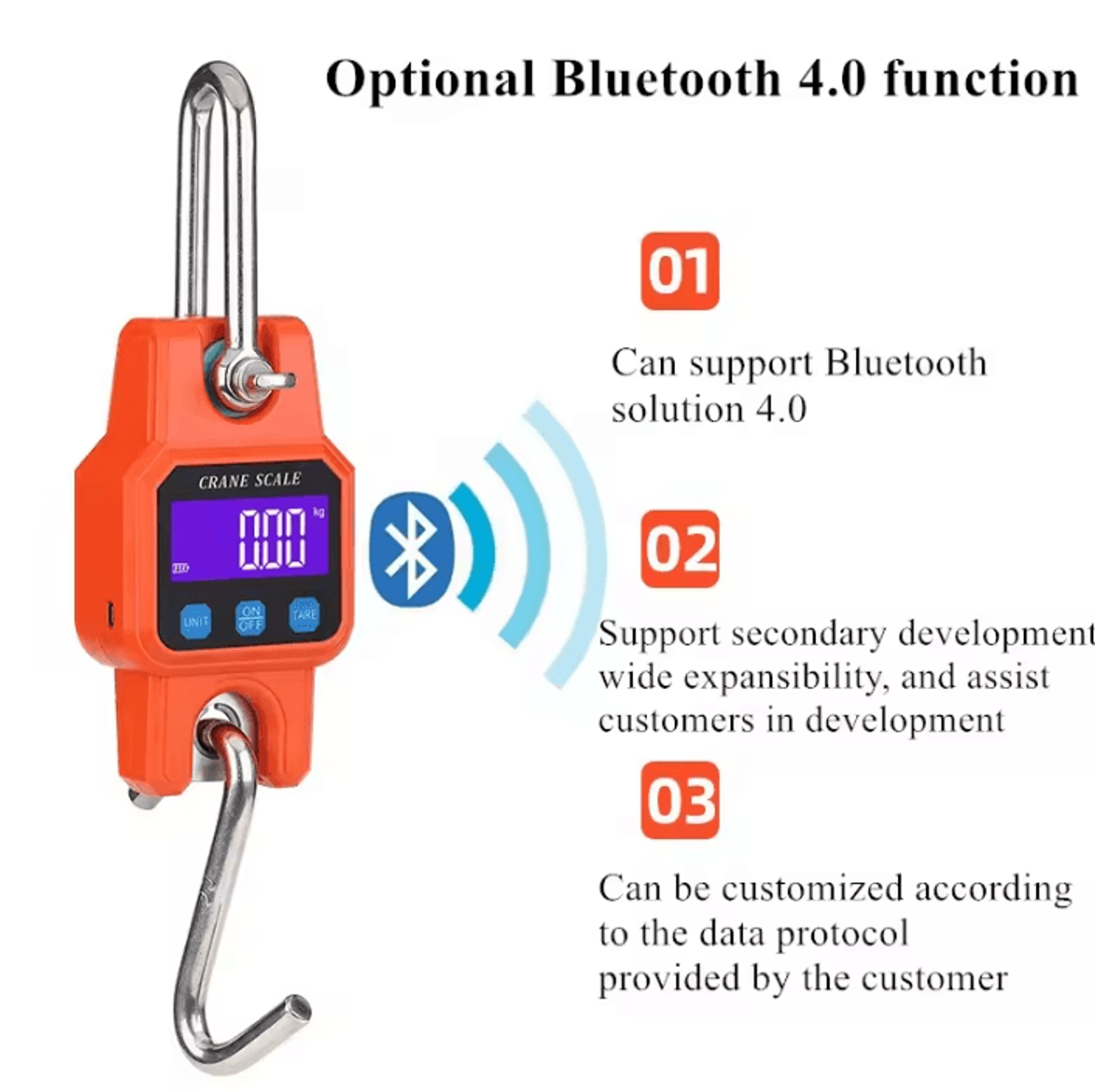 300kg bluetooth digital hanging crane scale with heavy duty hook