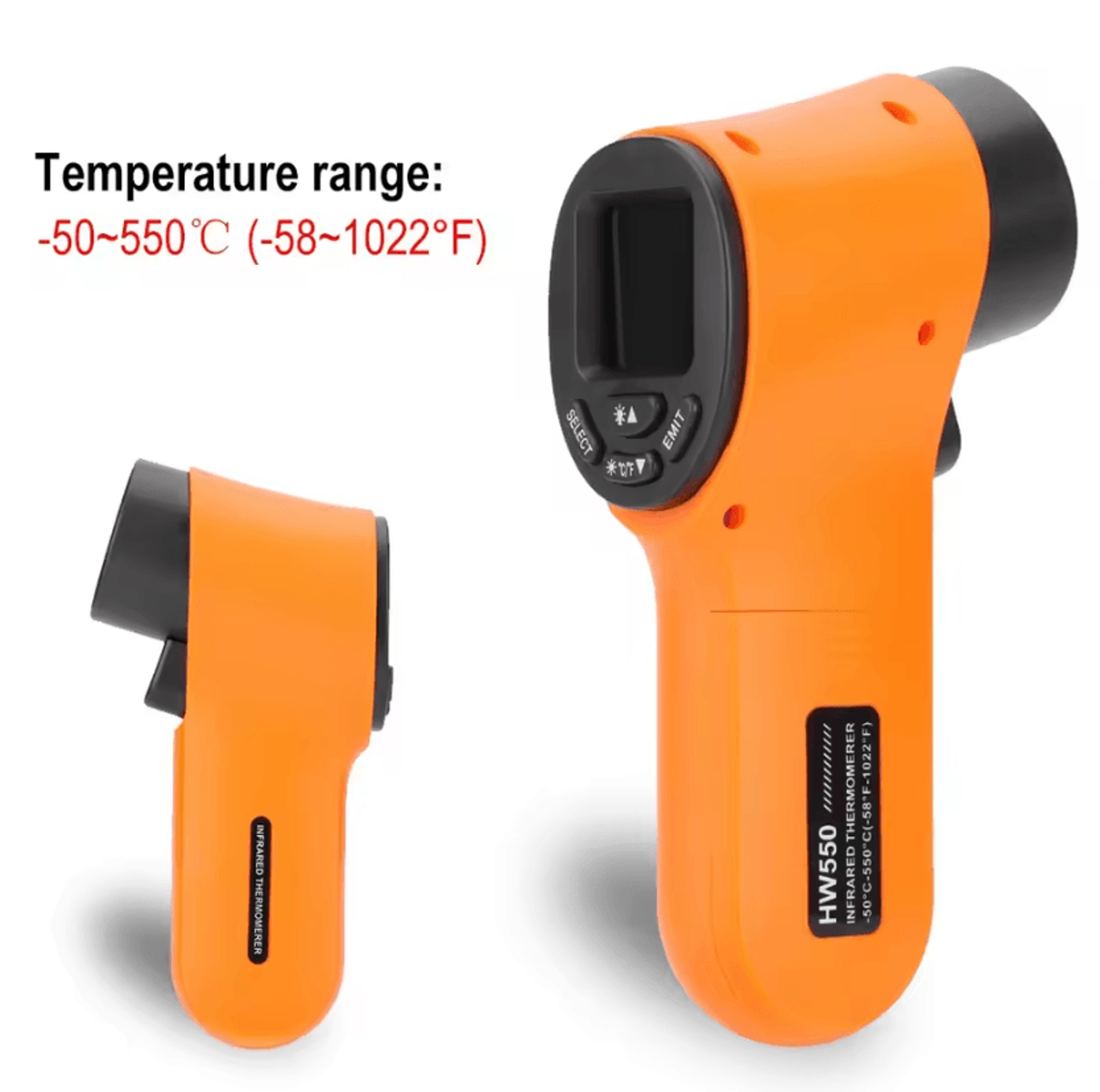 hw550 infrared thermometer -50°c to 550°c non-contact temperature gun