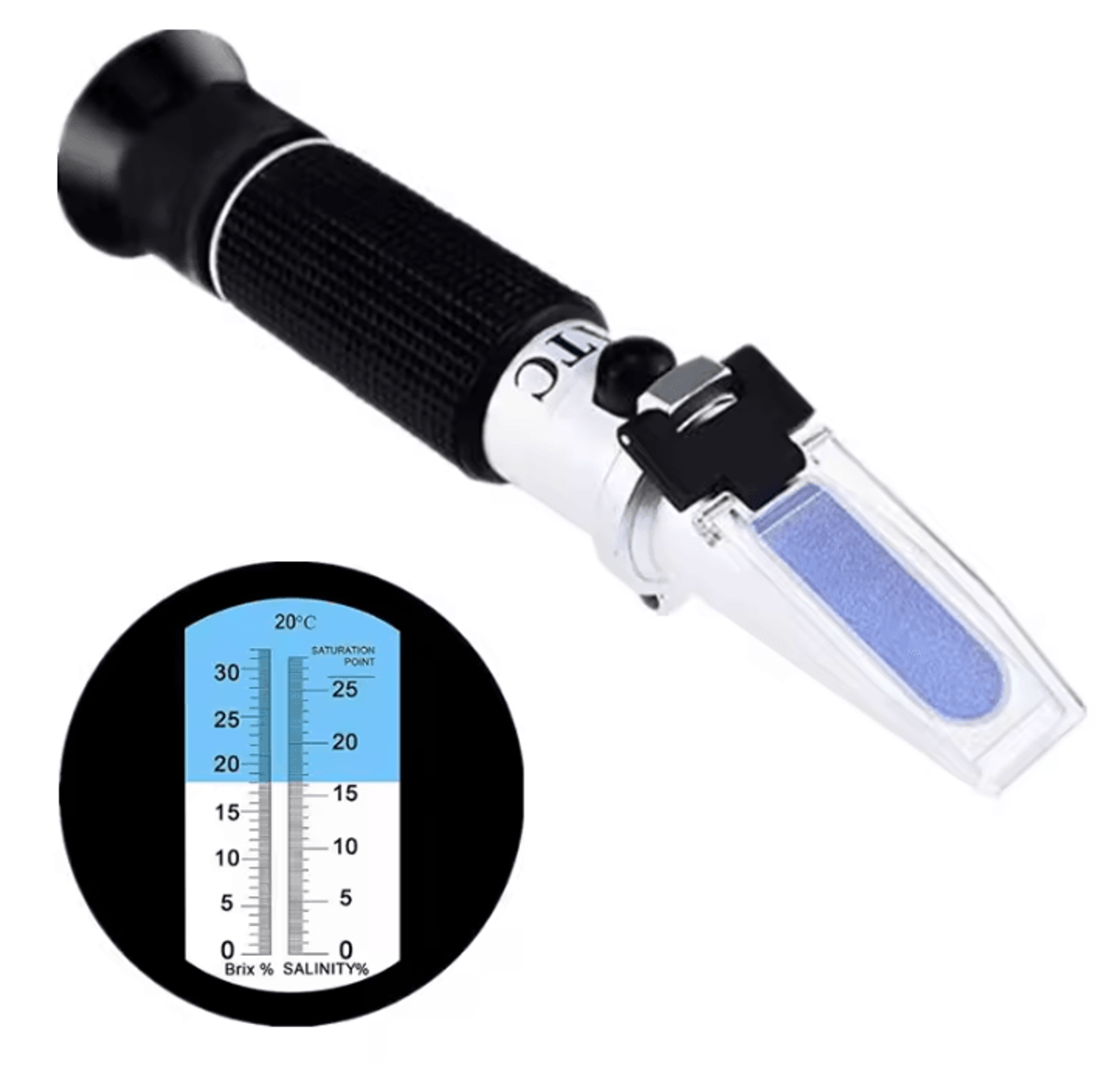 handheld sugar and salt concentration tester with dual scale atc