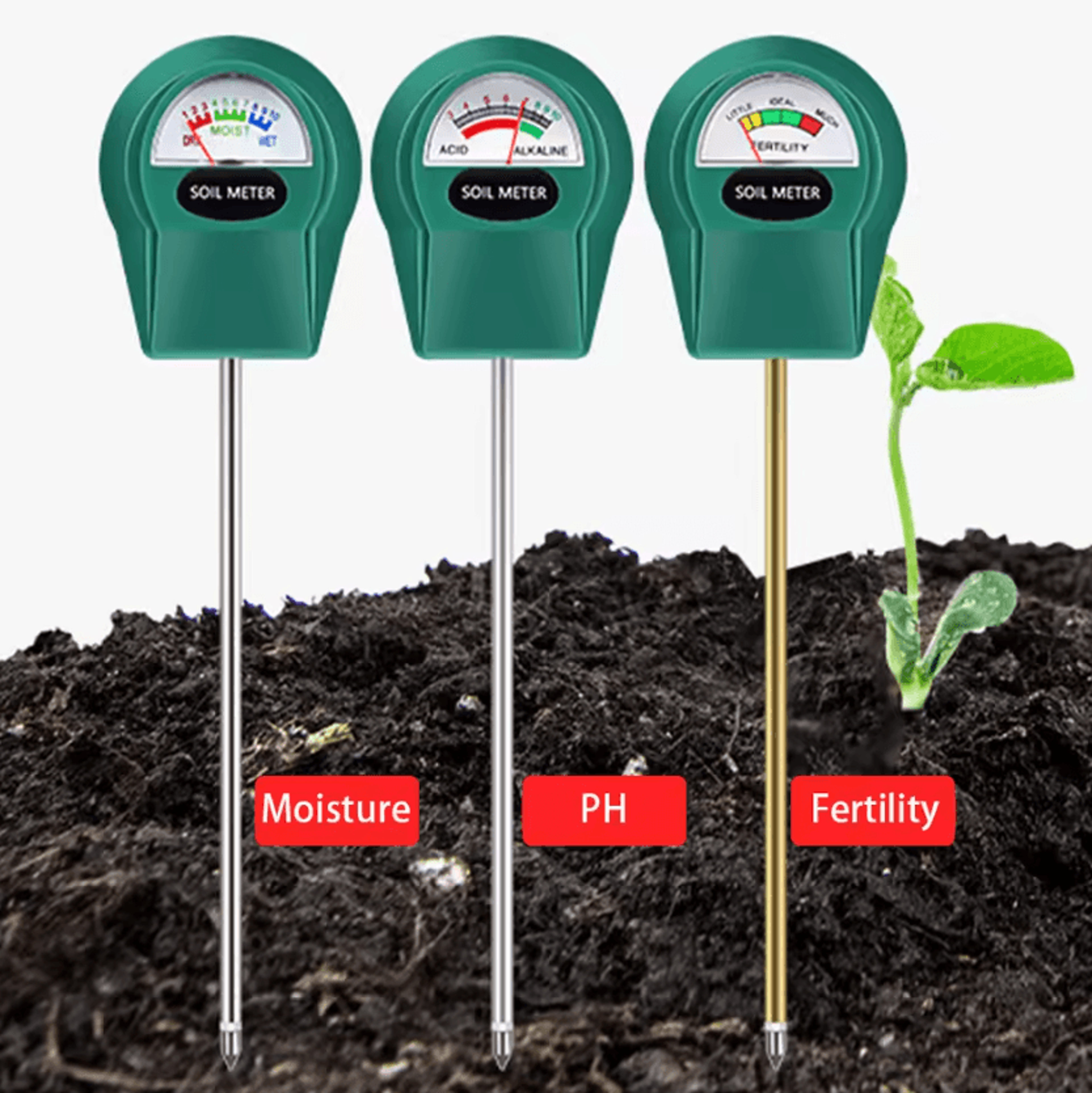 3 in 1 soil ph moisture and fertility tester for plants