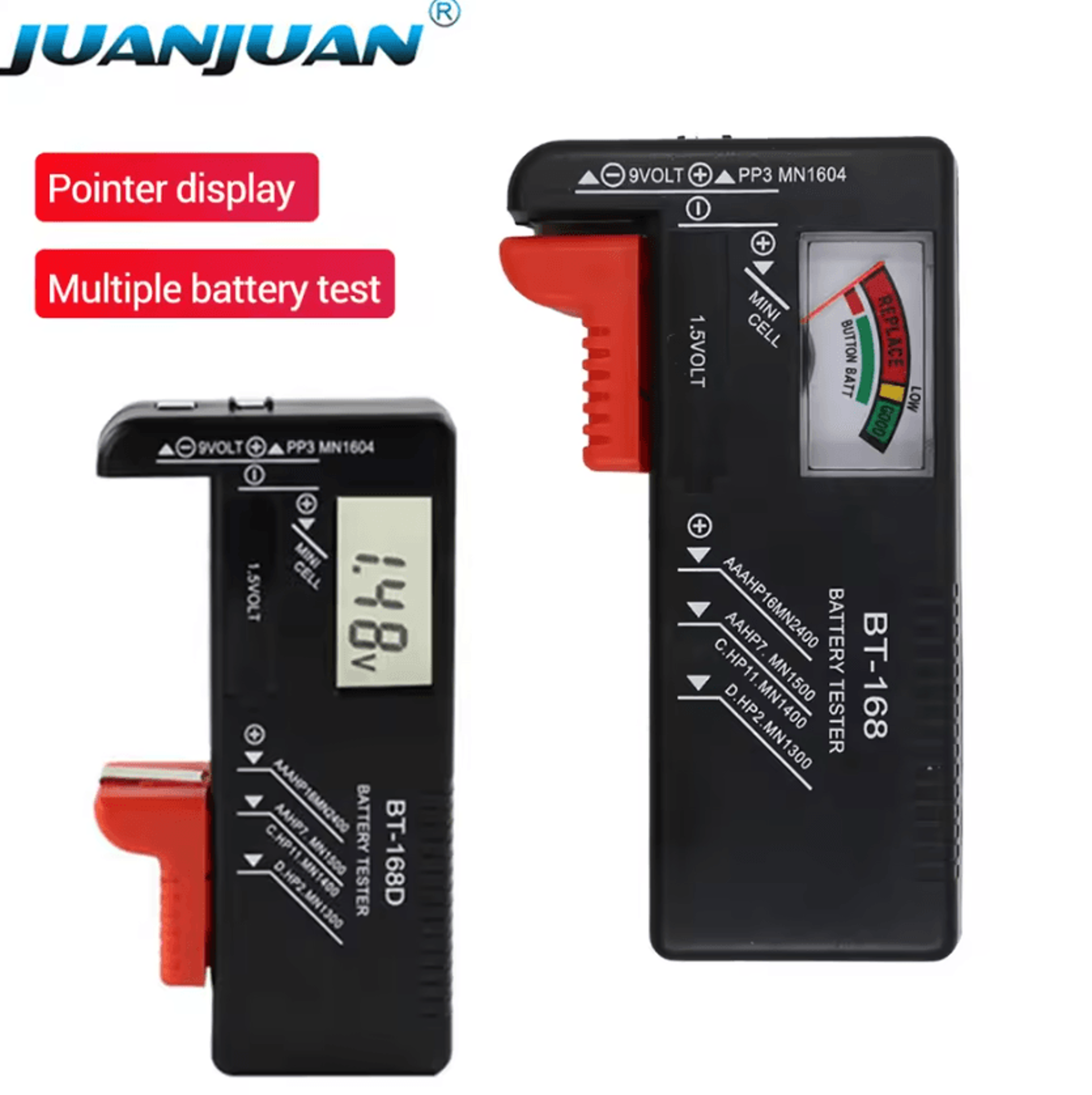 universal portable battery power tester for aa aaa 9v and button cells