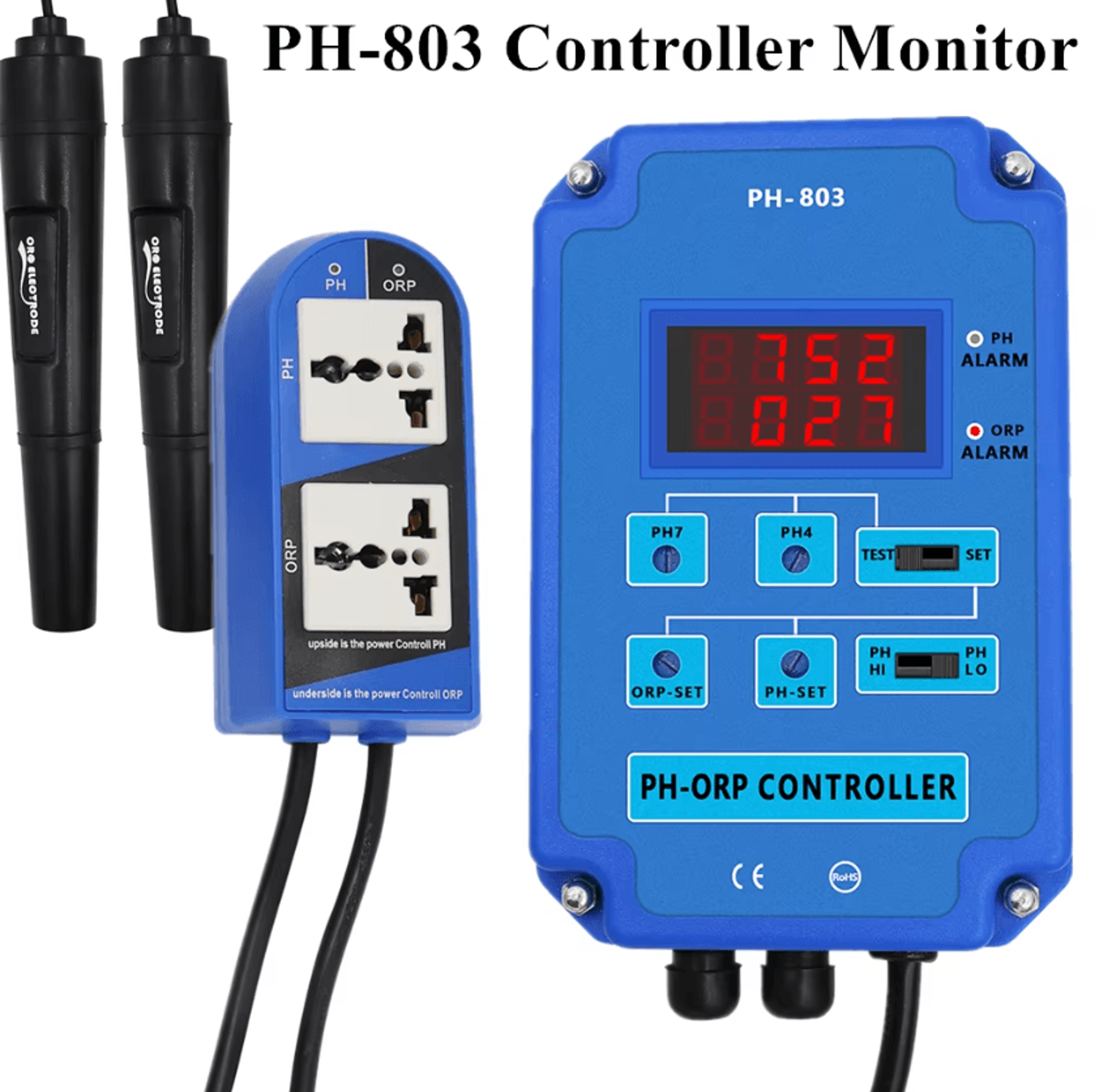 ph-803 digital ph and orp water quality controller with dual relay