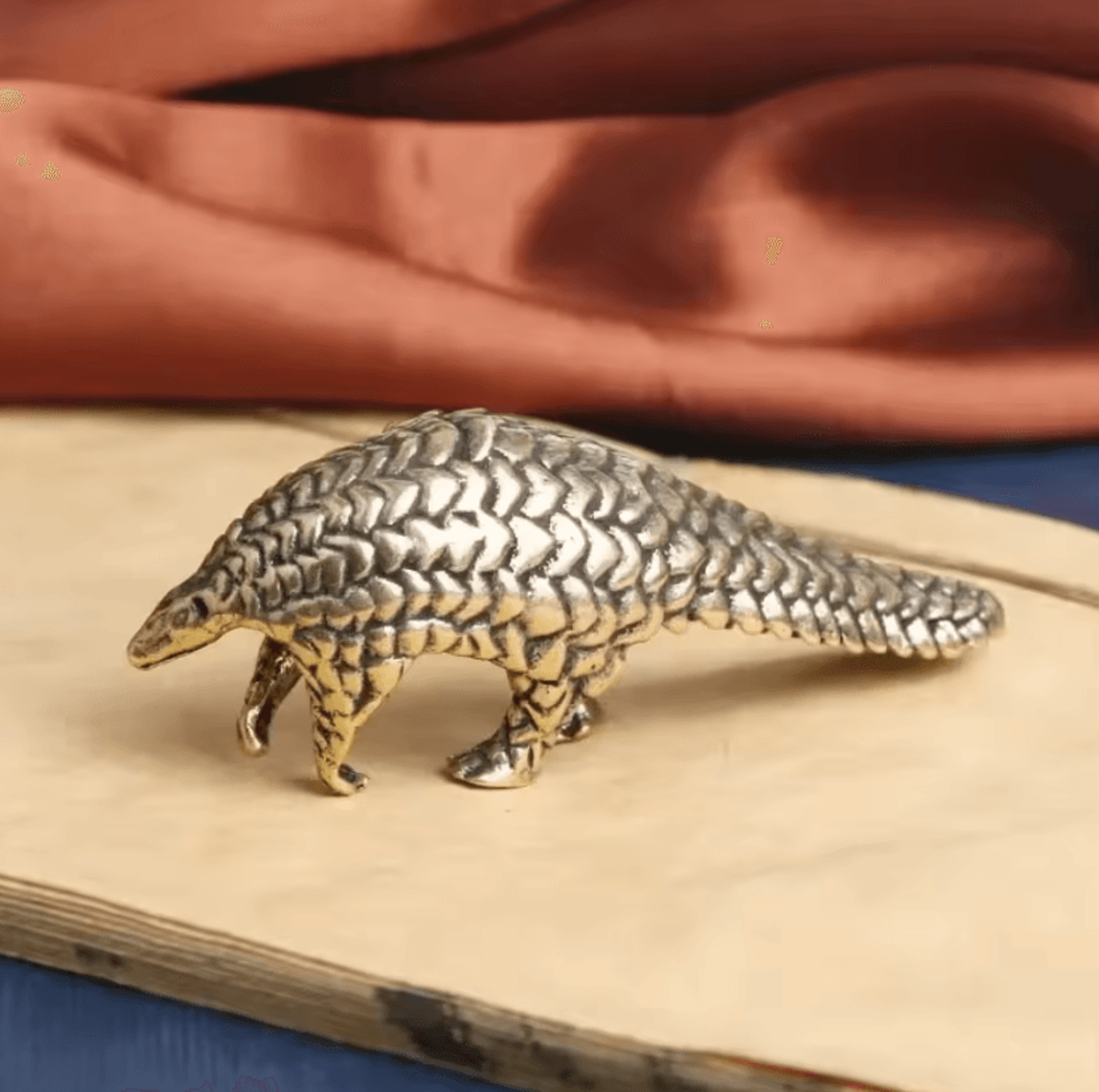 vintage solid copper pangolin figurine mini animal desk ornament