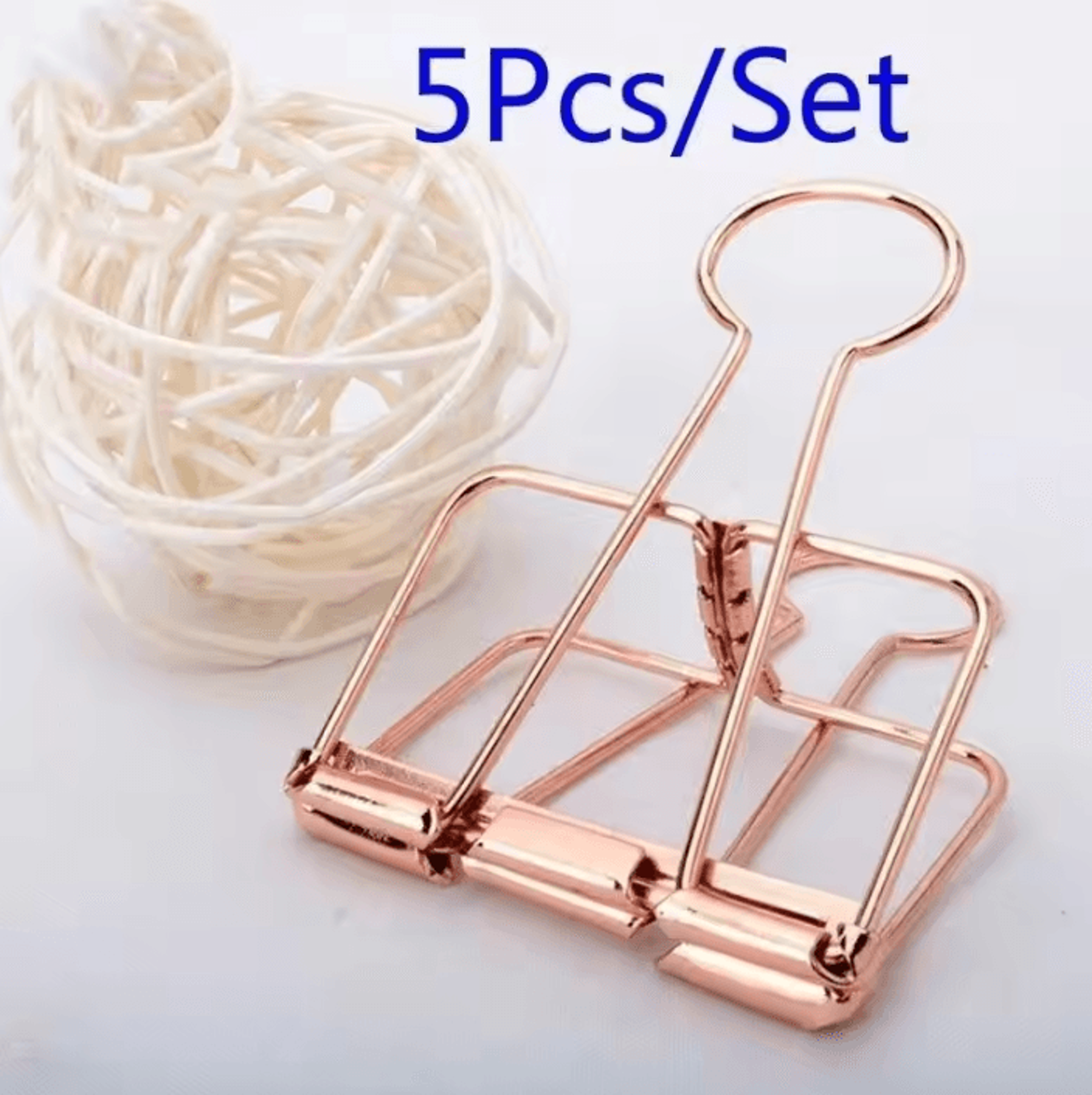 5 piece rose gold metal binder clips for paper and photos