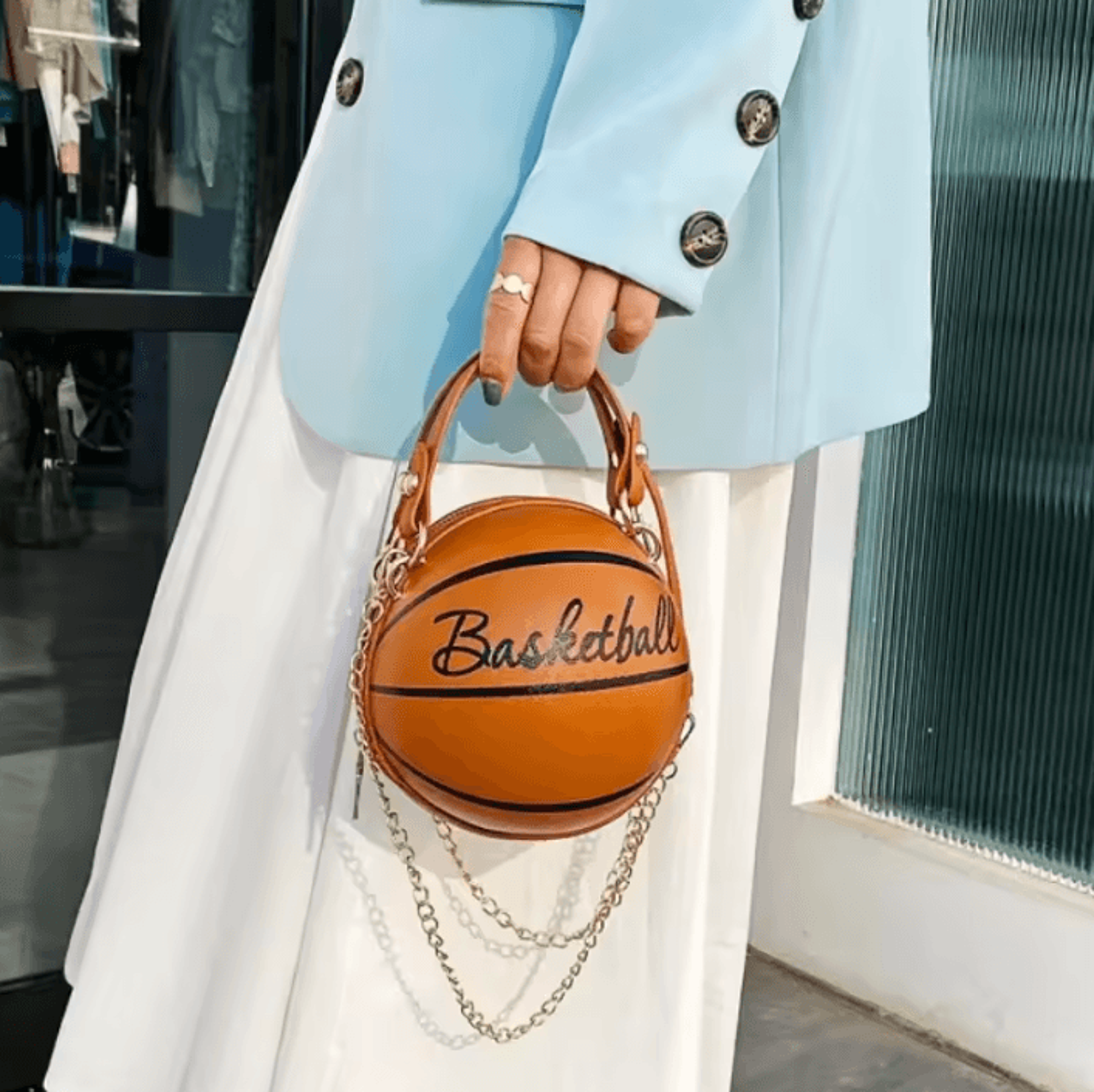trendy basketball round crossbody bag for women