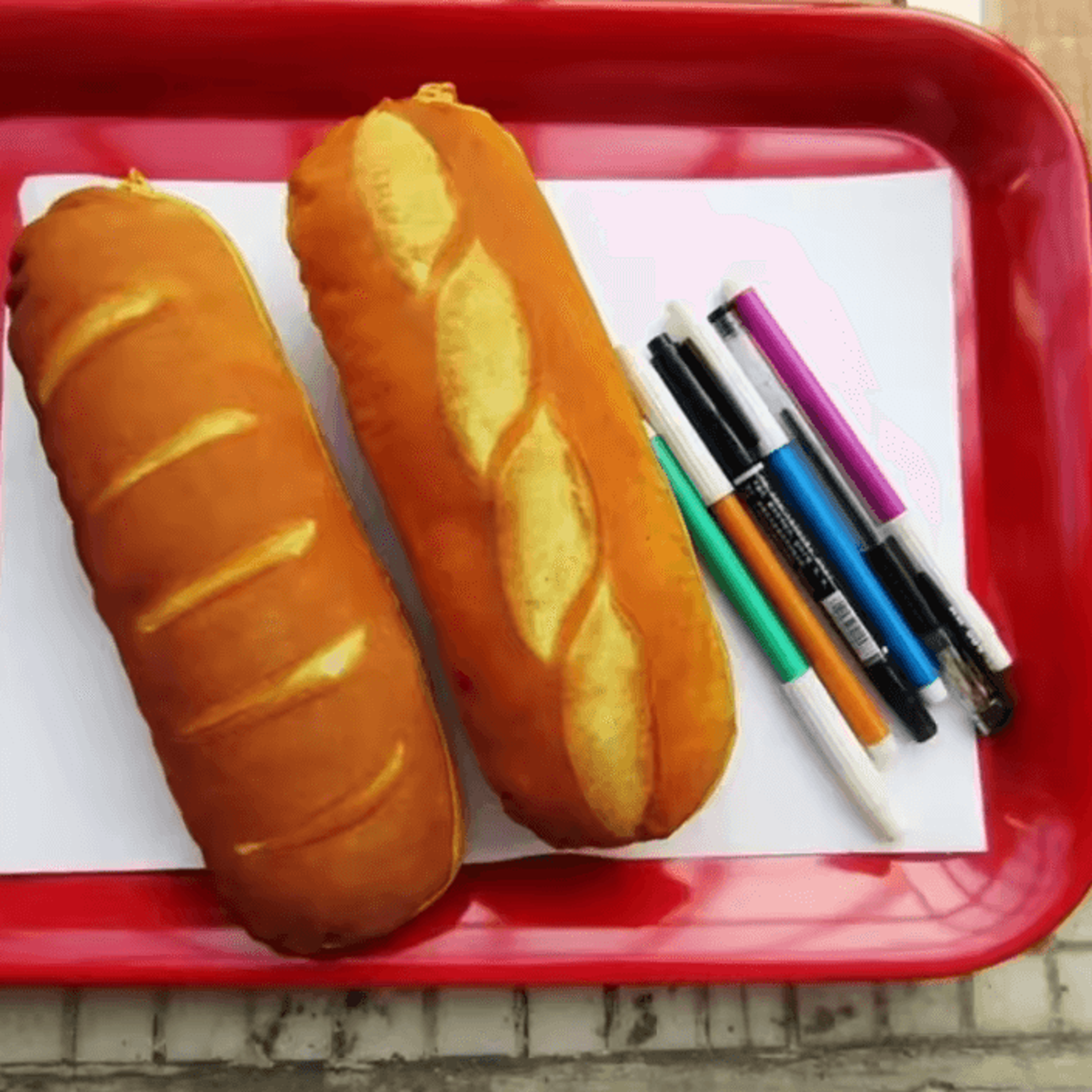 kawaii bread pencil case large capacity cute stationery pouch