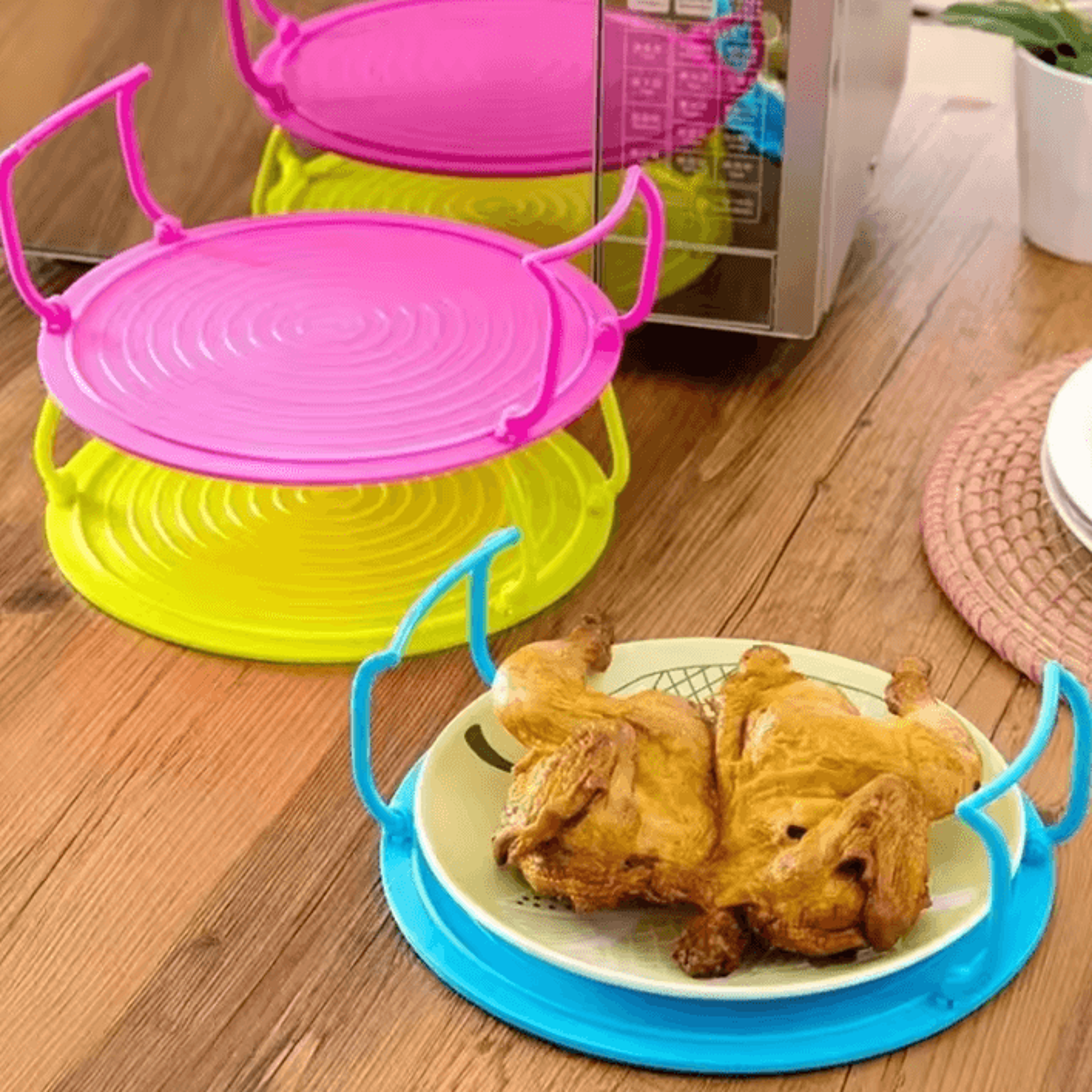 double layer microwave steaming rack and bowl holder