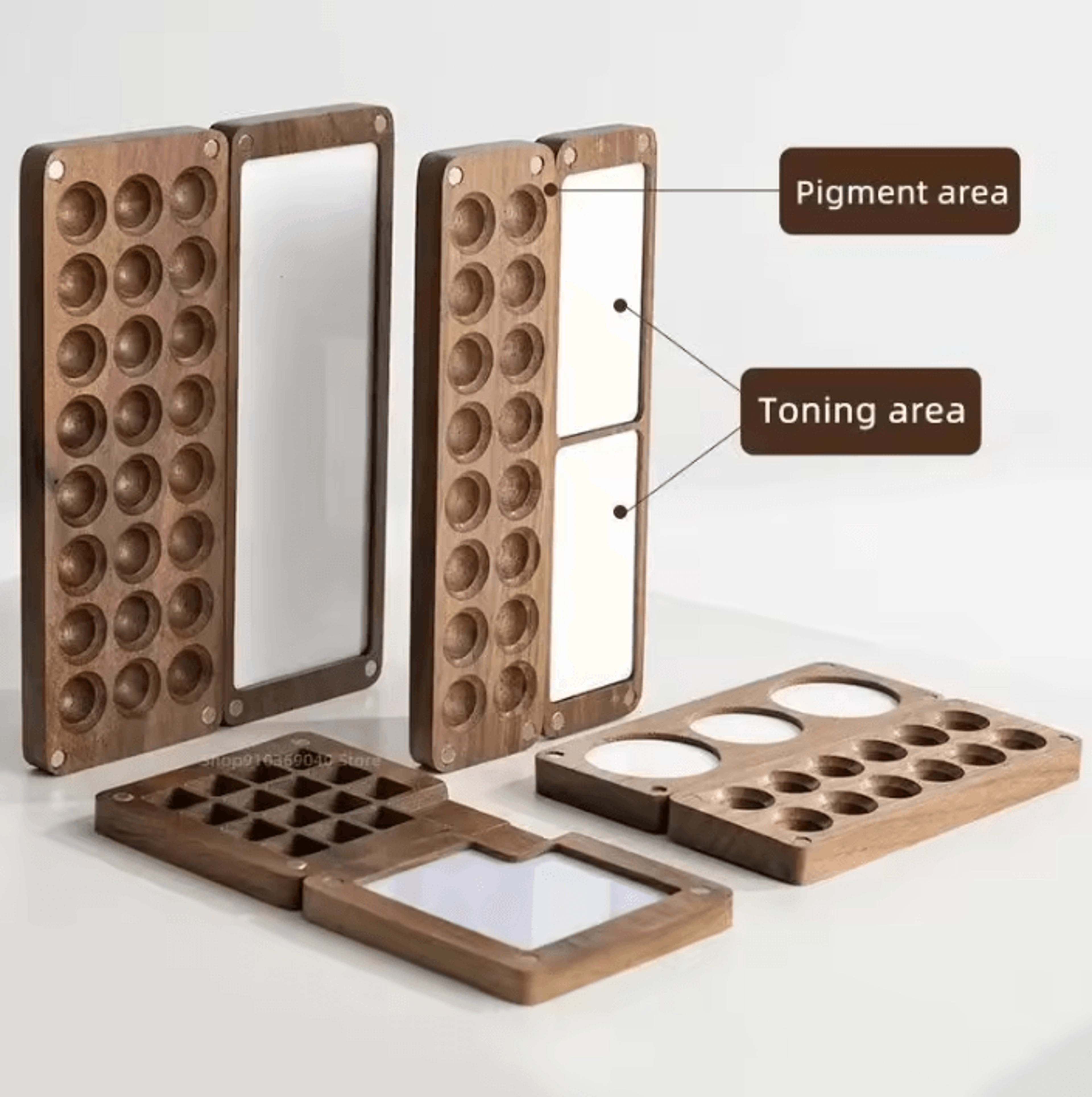 handmade wooden watercolor palette with magnetic closure