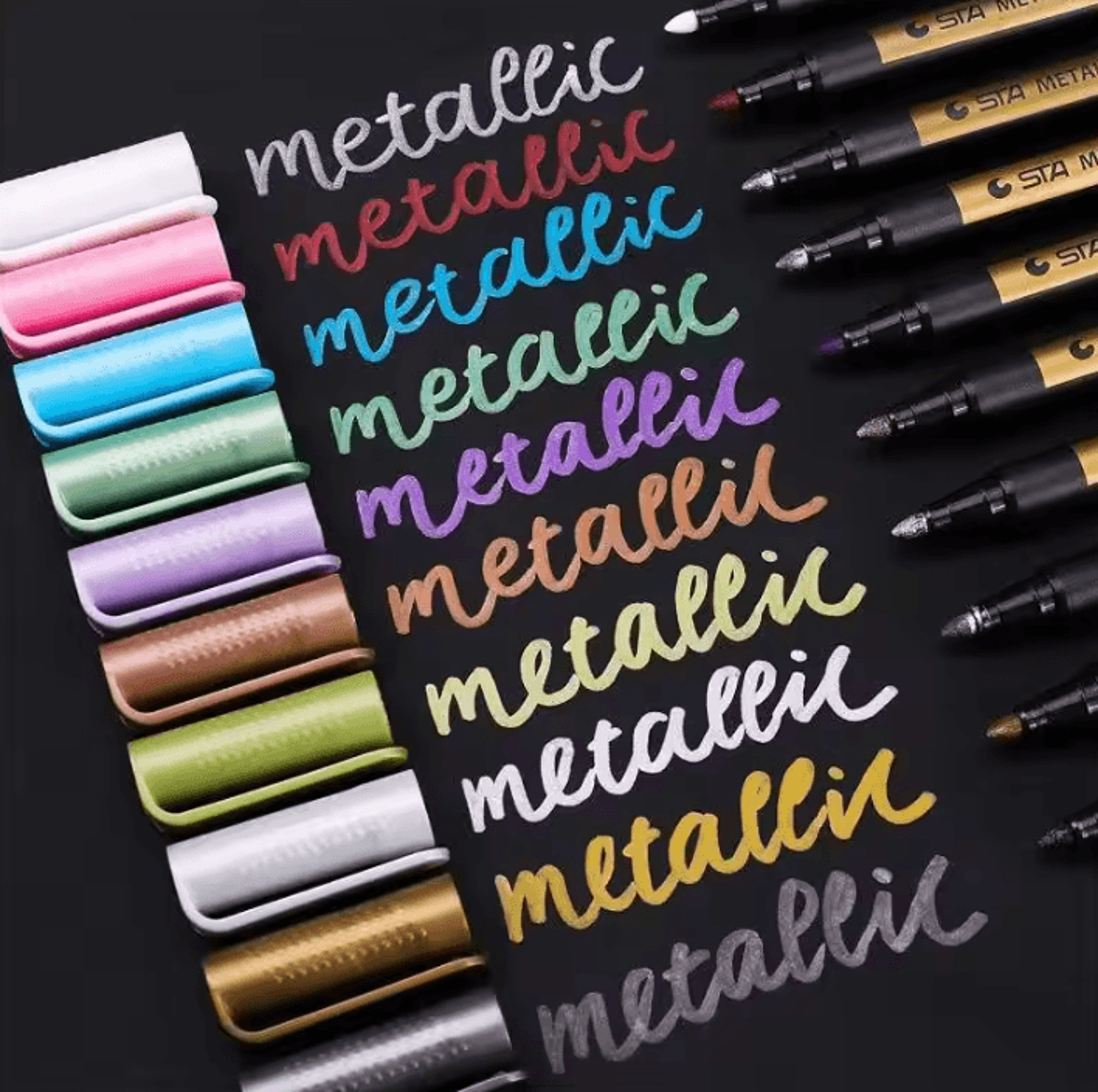 10 color metallic paint marker pen set for art and diy crafts