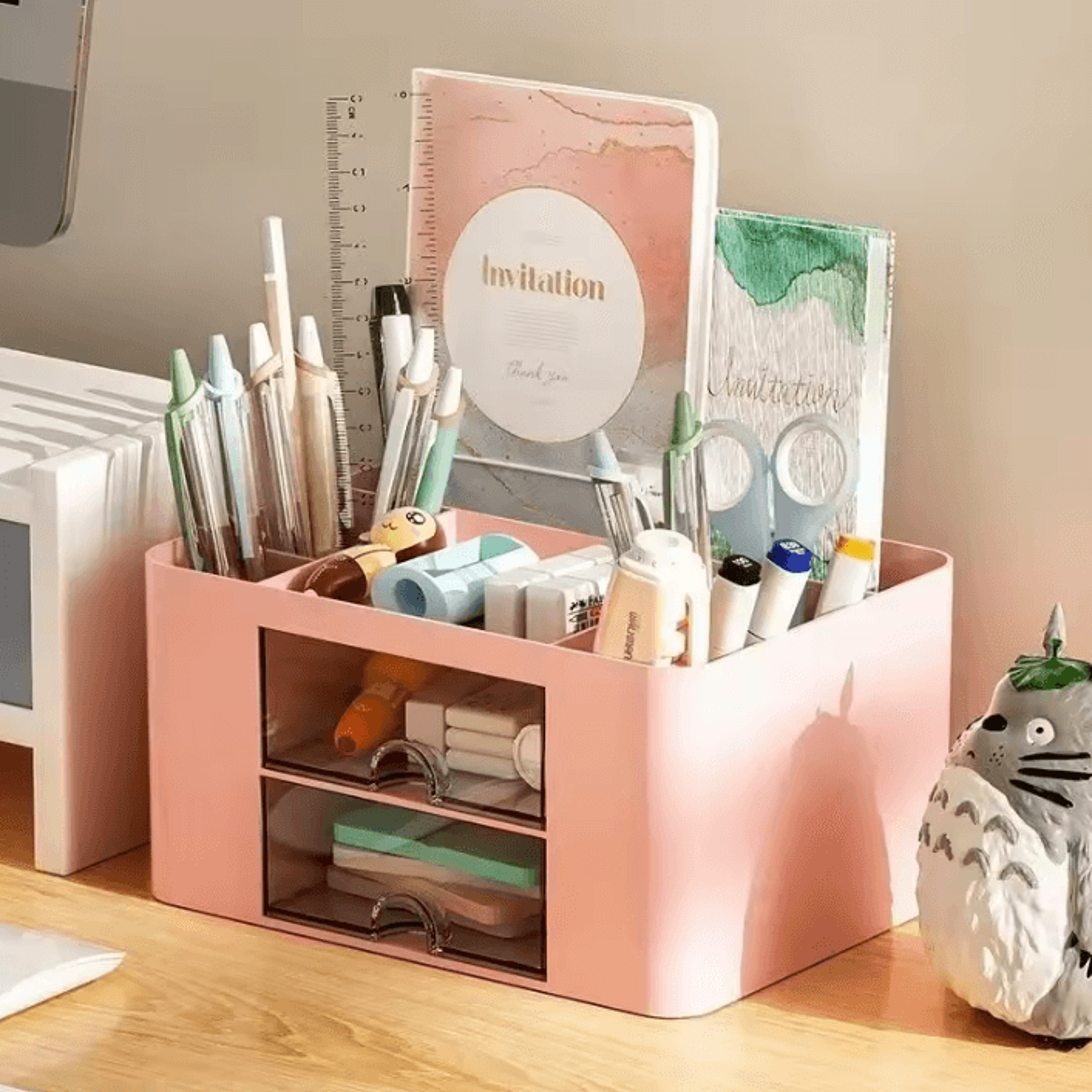 transparent desktop drawer organizer for cosmetics and stationery