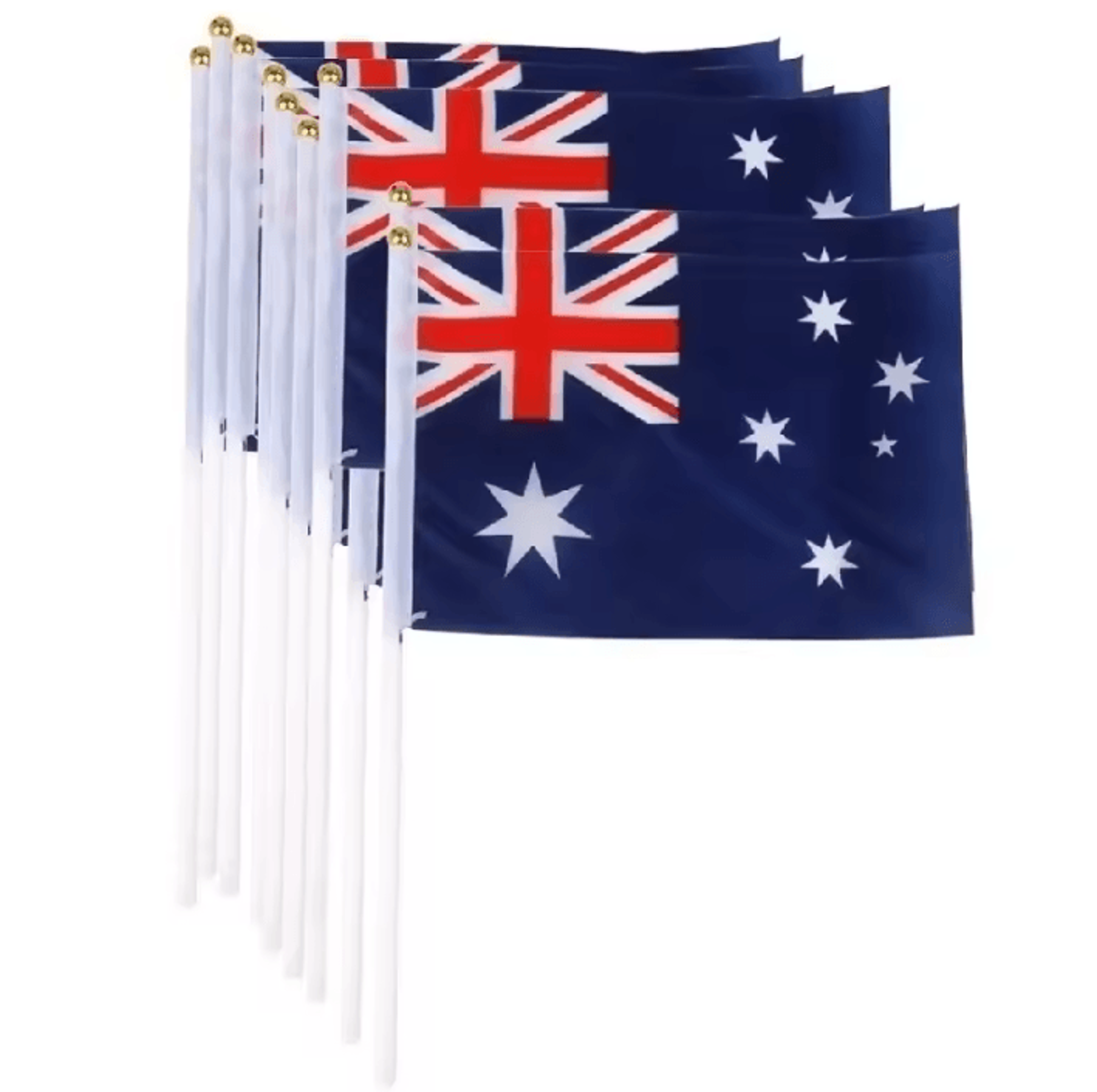 5 or 10 piece handheld australian flags with plastic poles