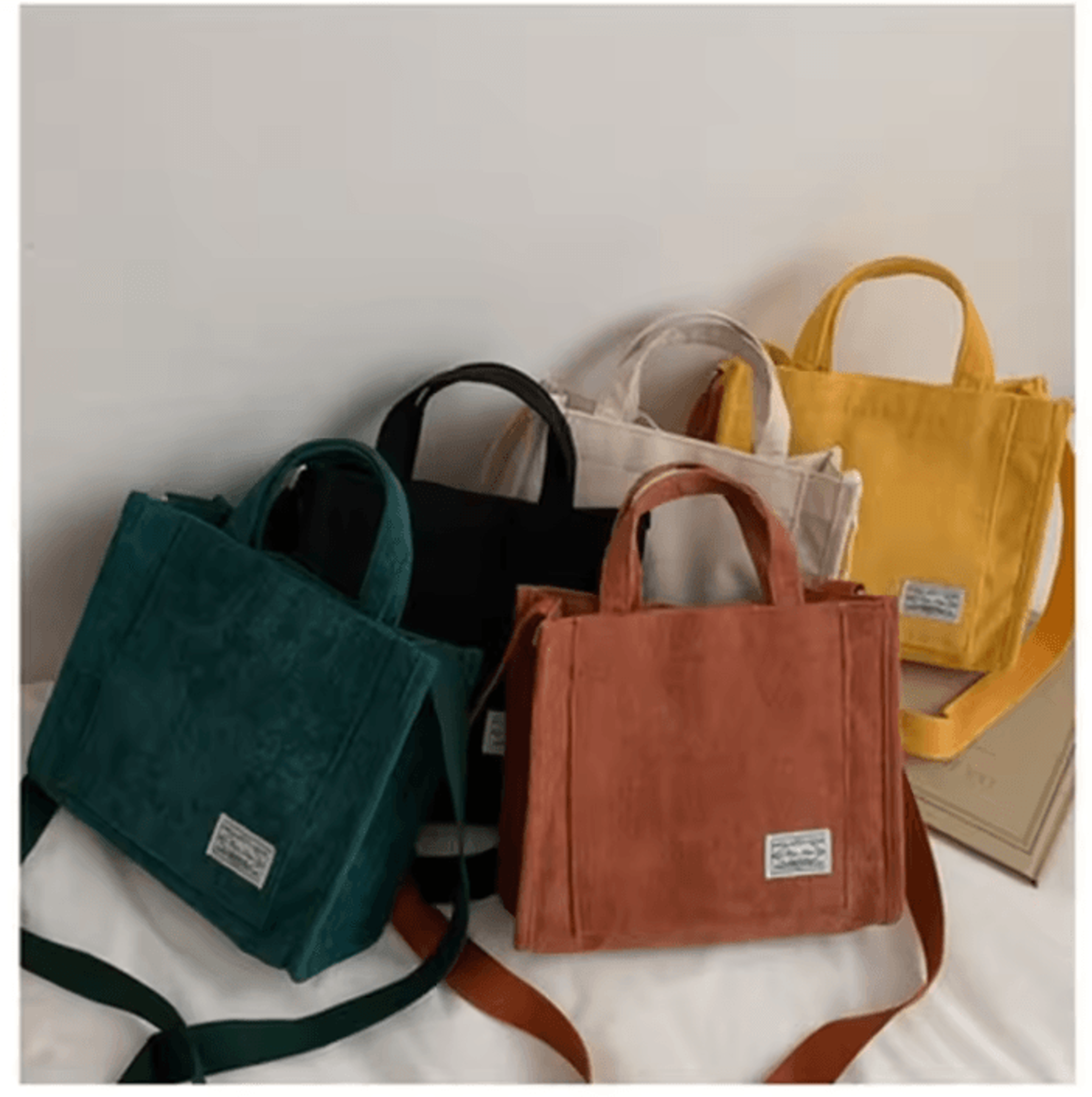 soft corduroy tote bag for women reusable shoulder shopper