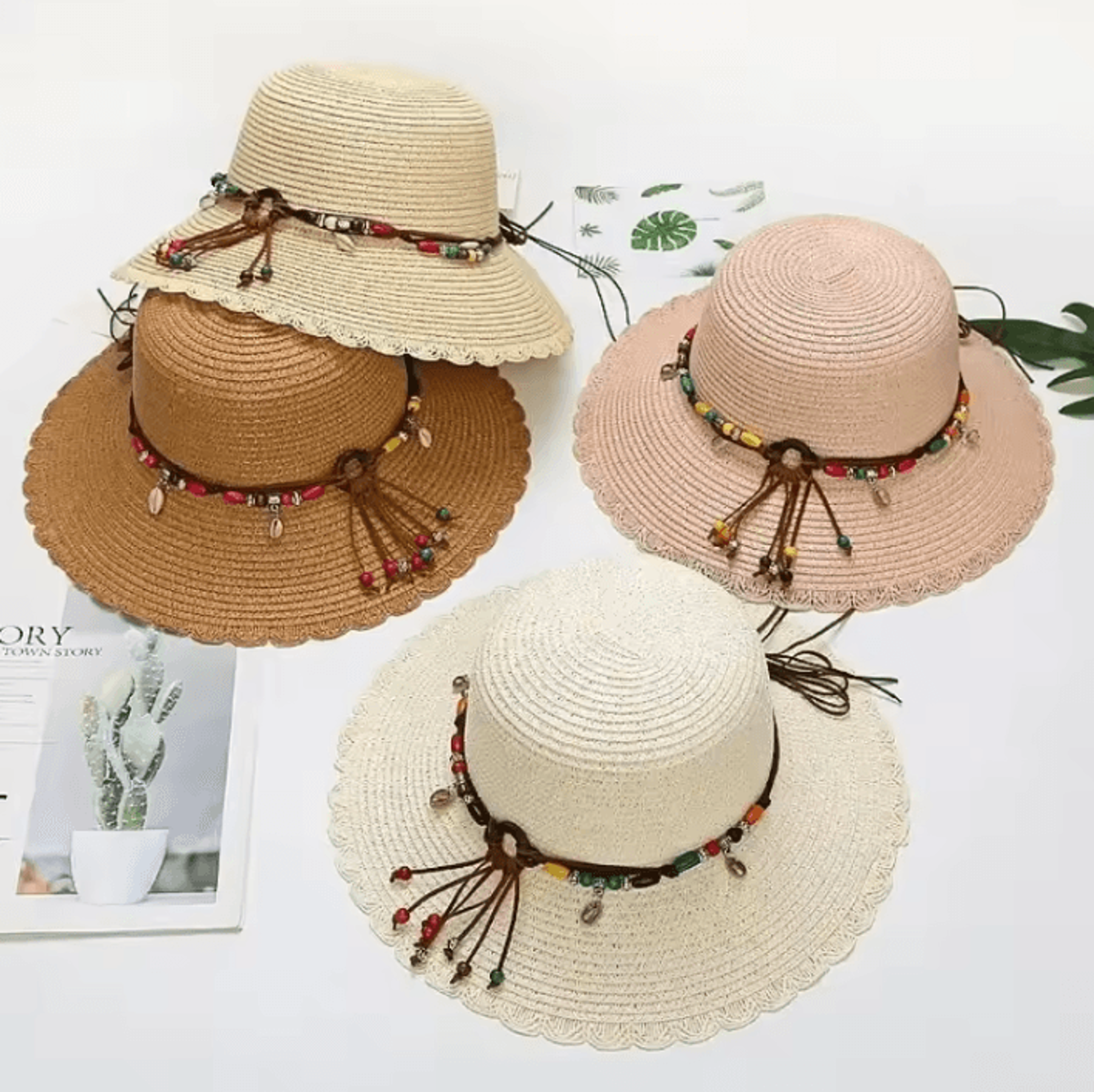 women's daisy embroidered foldable straw sun hat