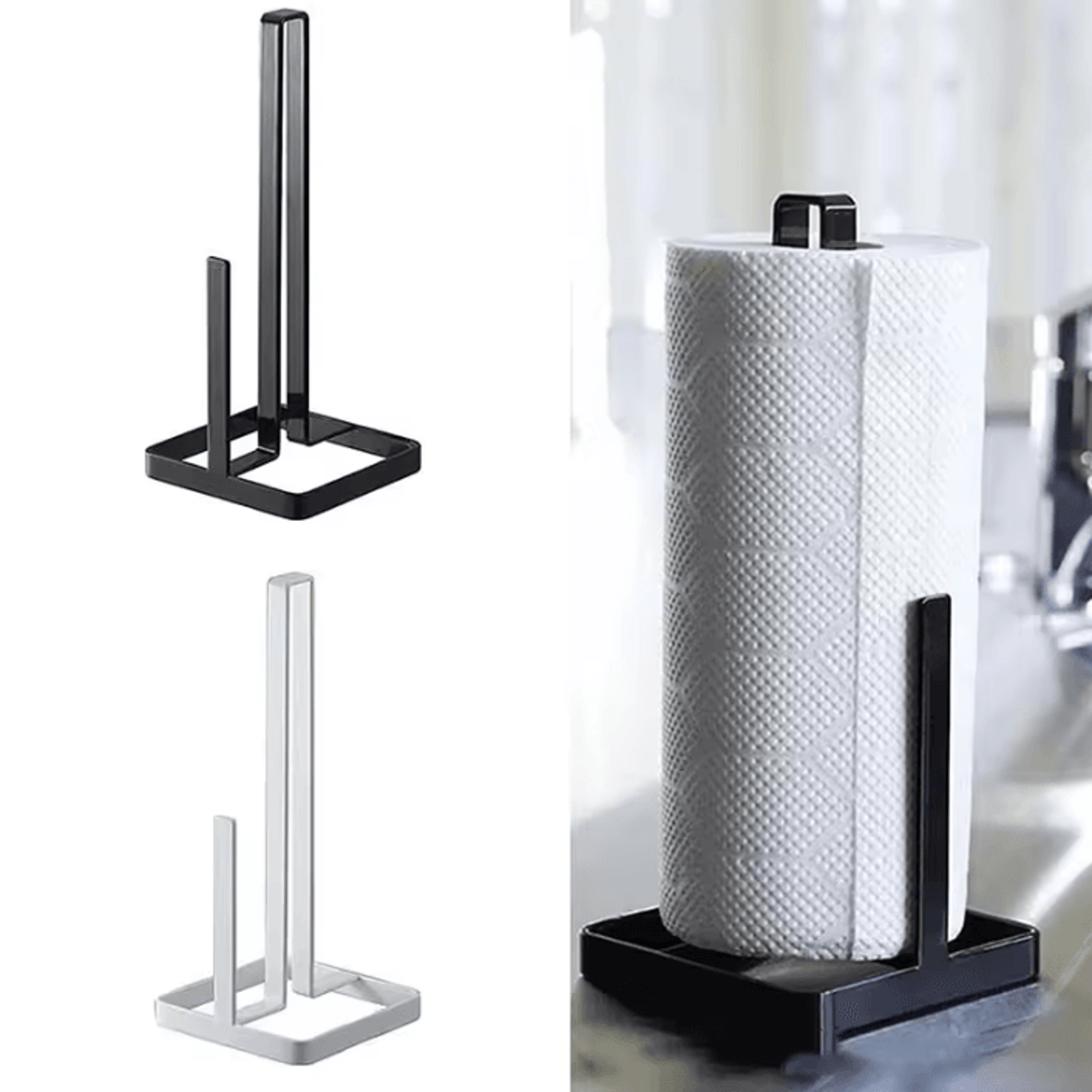 silver metal paper towel holder for kitchen and bathroom