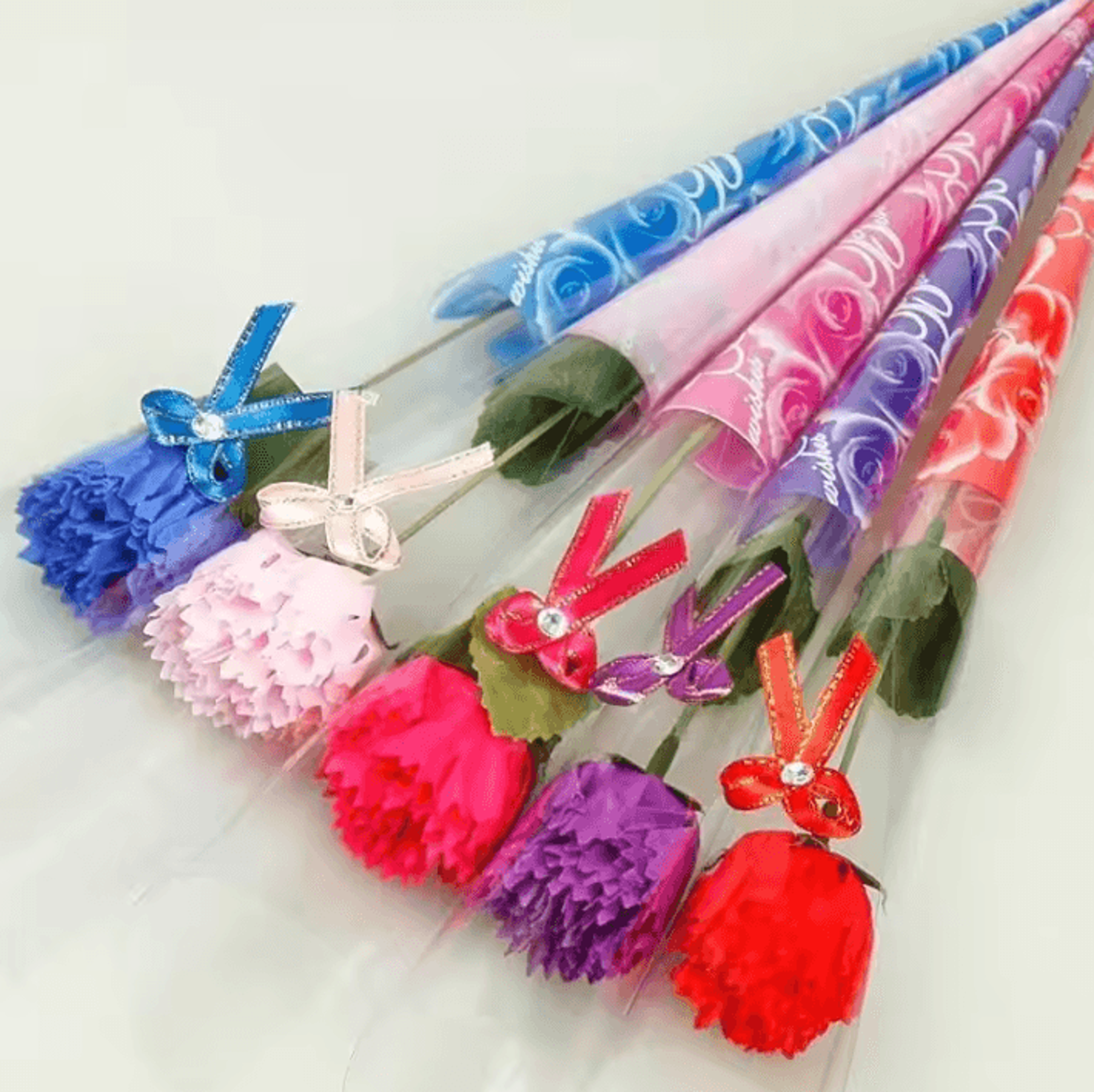 5 piece carnation soap flower gift set for special occasions