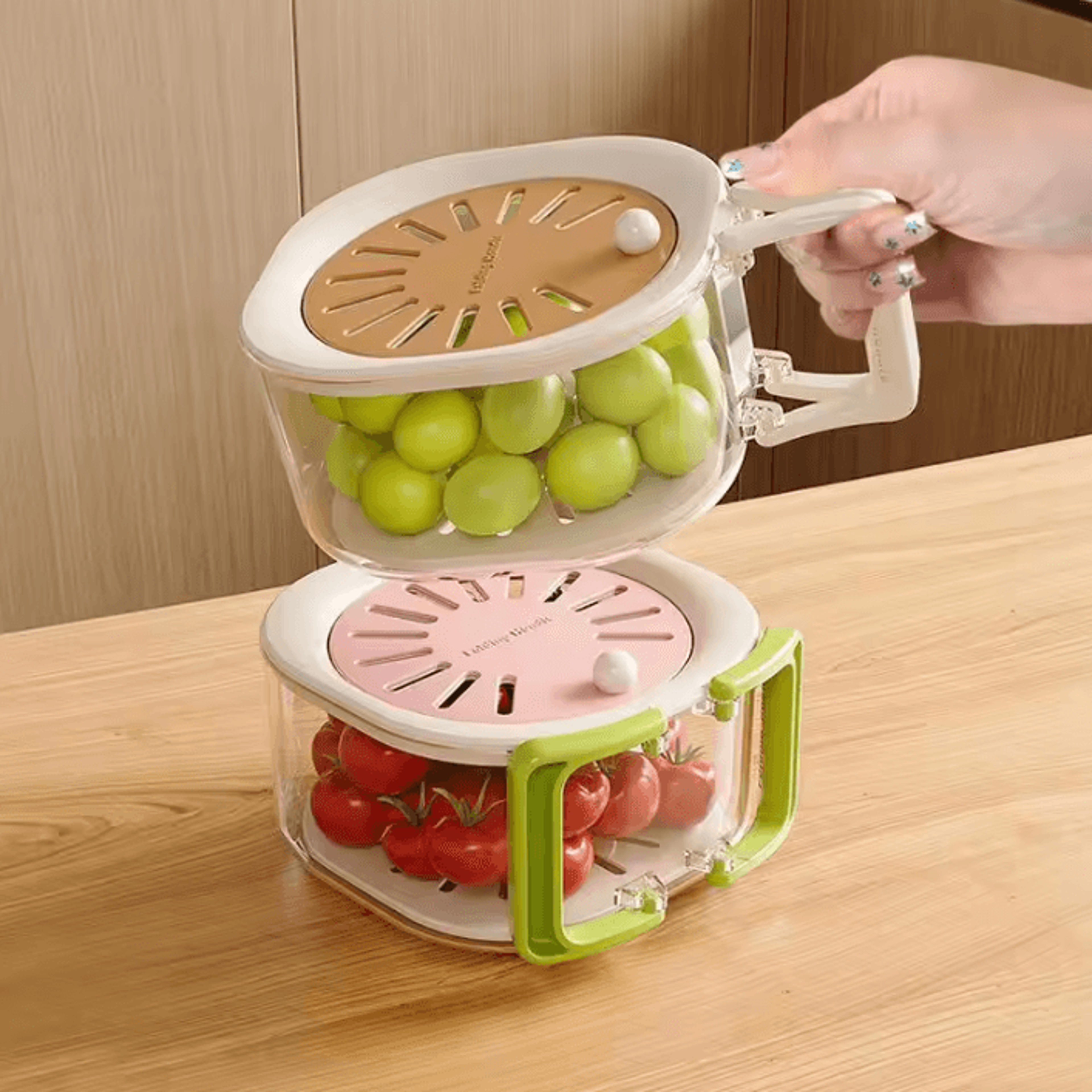 2 in 1 vegetable washing bowl with drain basket and lid