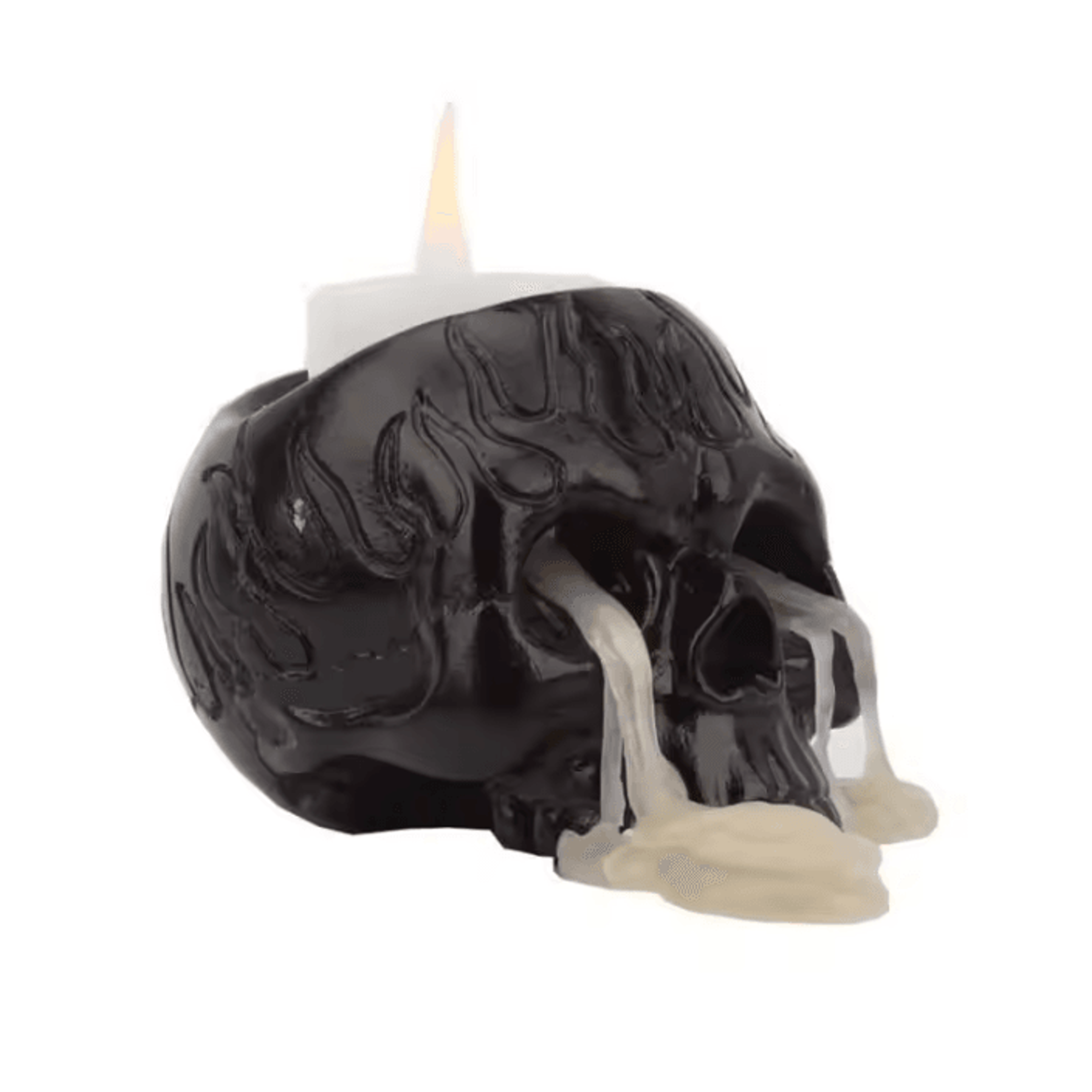 black skull candle holder for gothic halloween decor