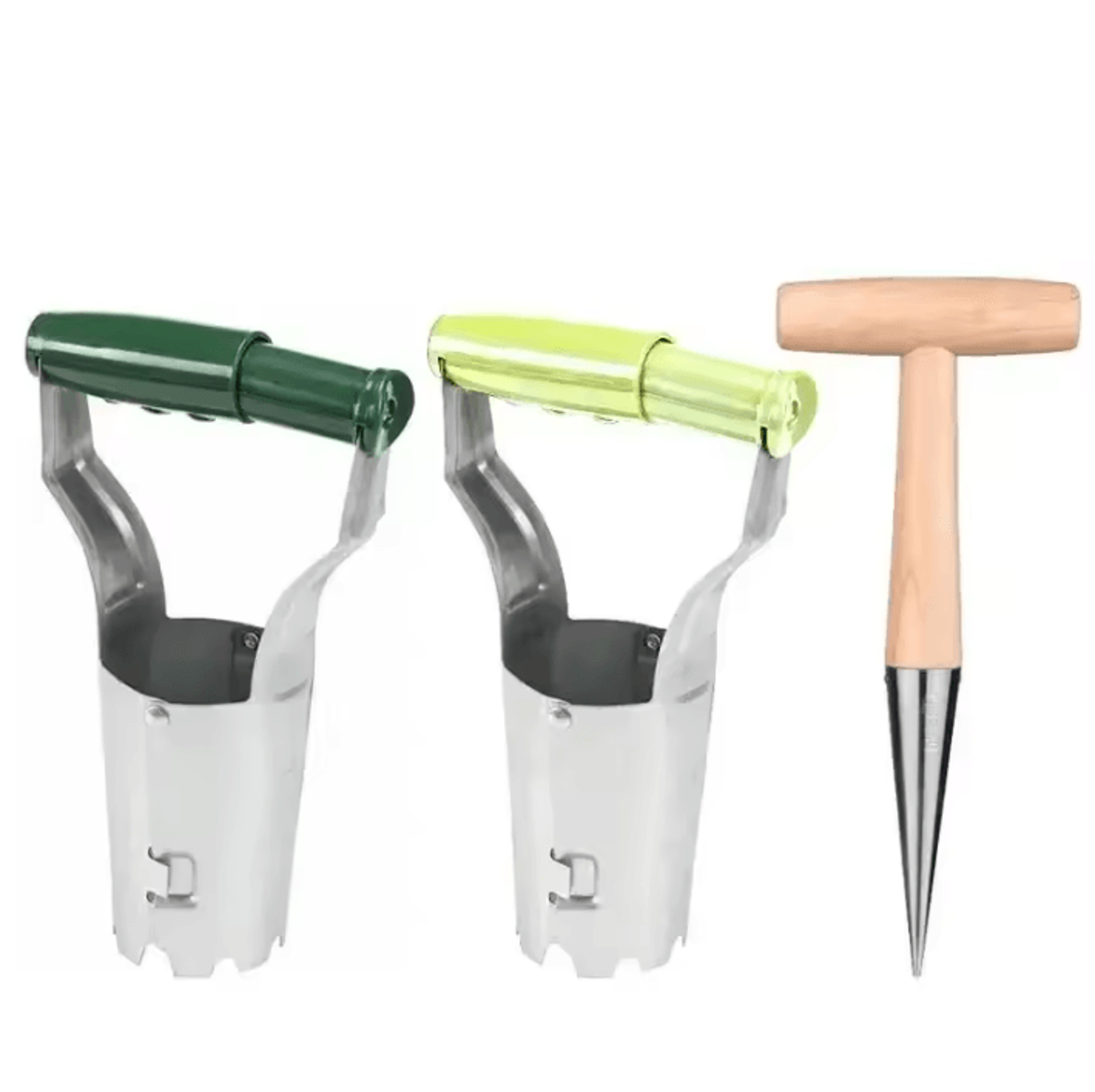 stainless steel garden seedling transplanter with wooden handle