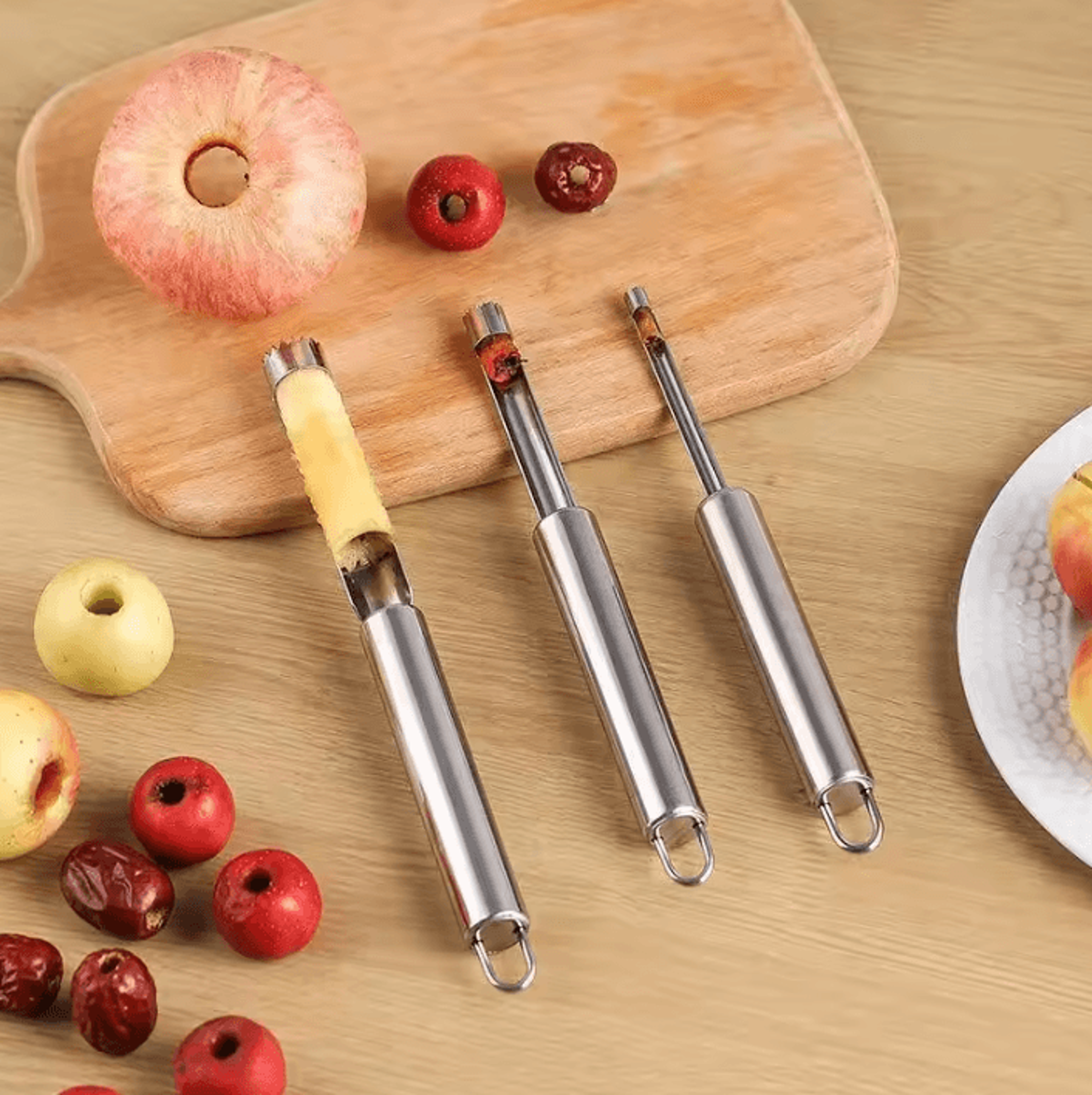 stainless steel apple corer and fruit core remover